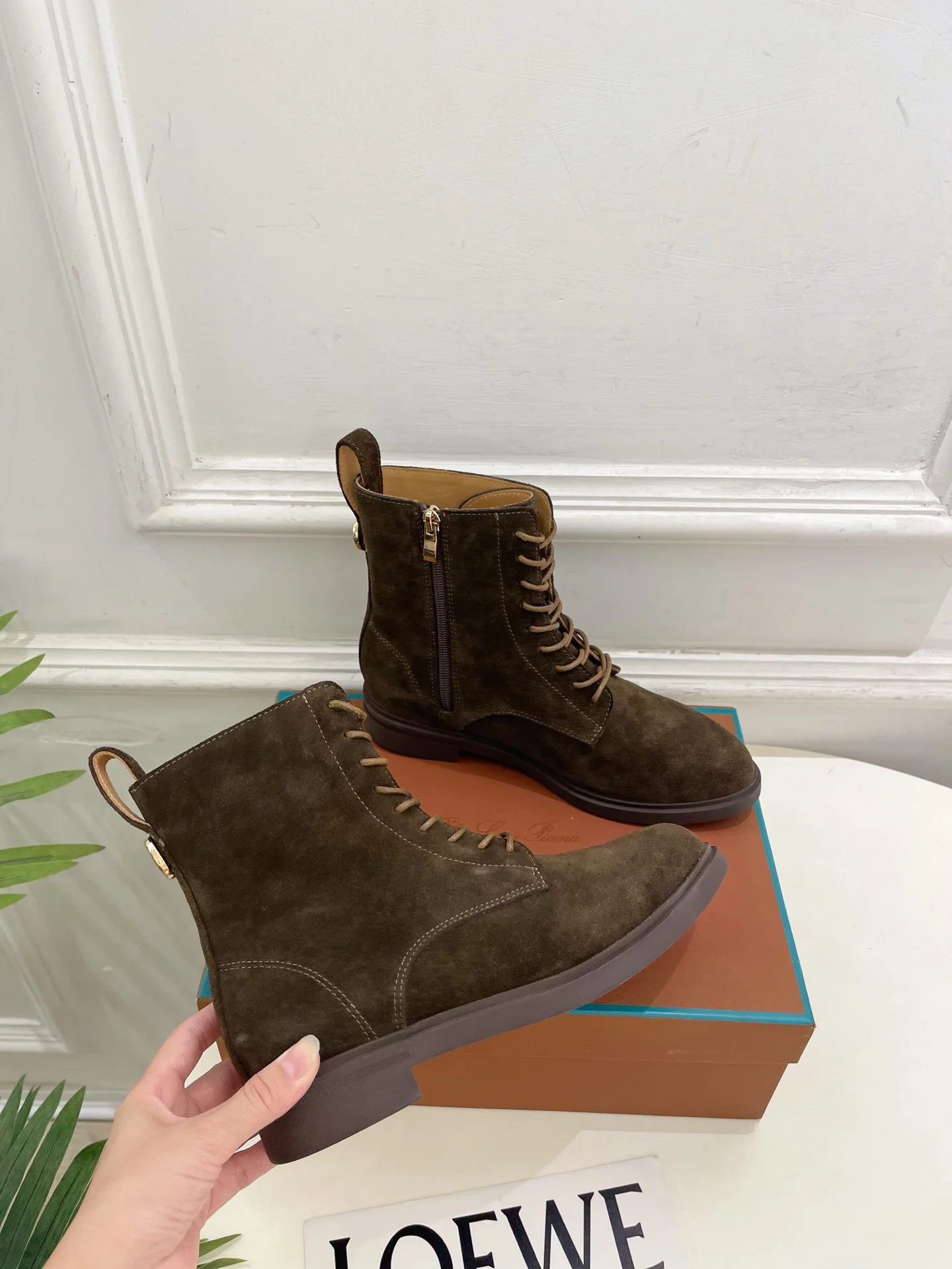 LORO PIANA Boots Calfskin Leather Brown EU35-39 C60202609110210 - Image 4