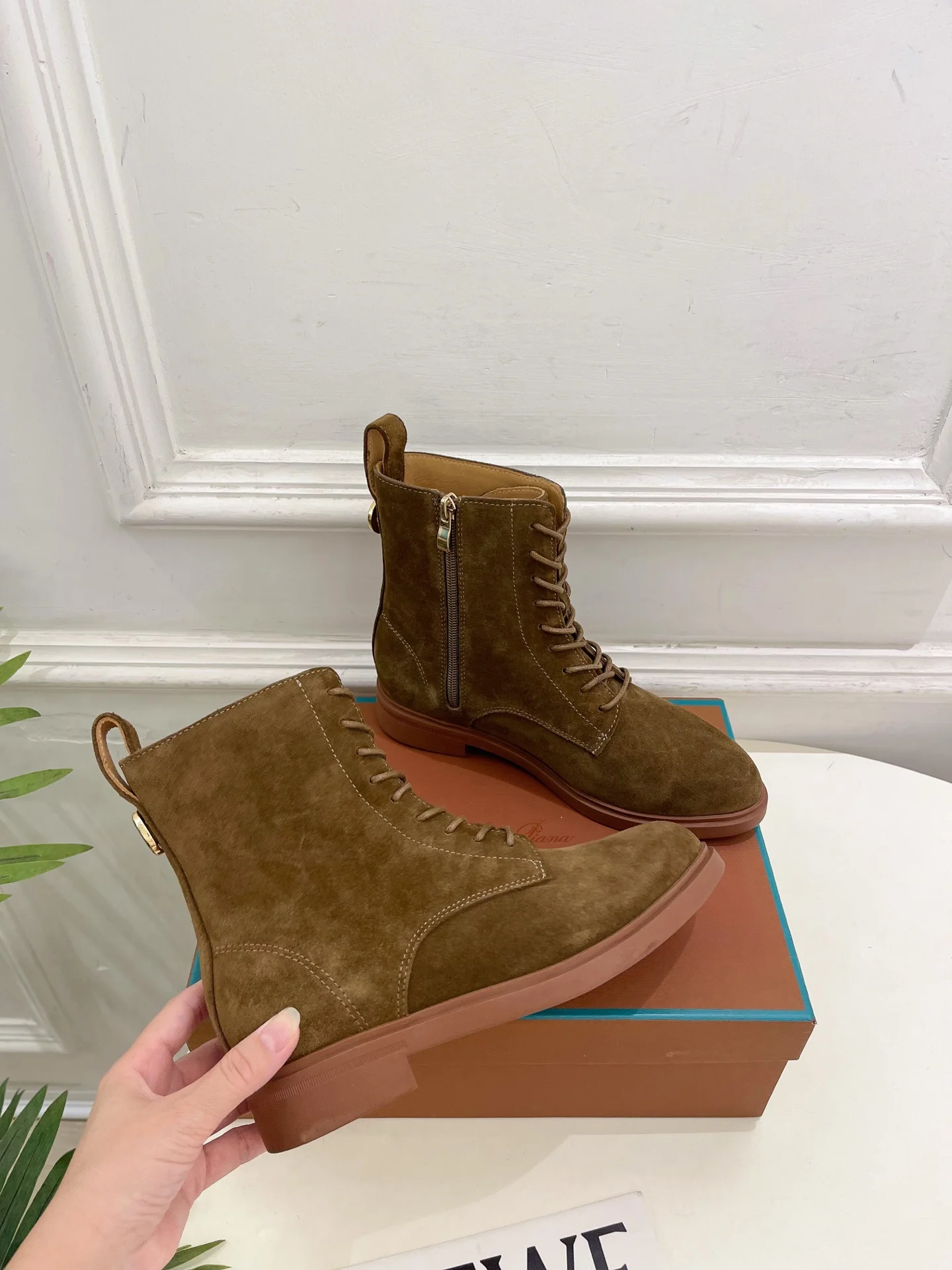 LORO PIANA Boots Calfskin Suede Brown EU35-39 C60202609110209 - Image 4