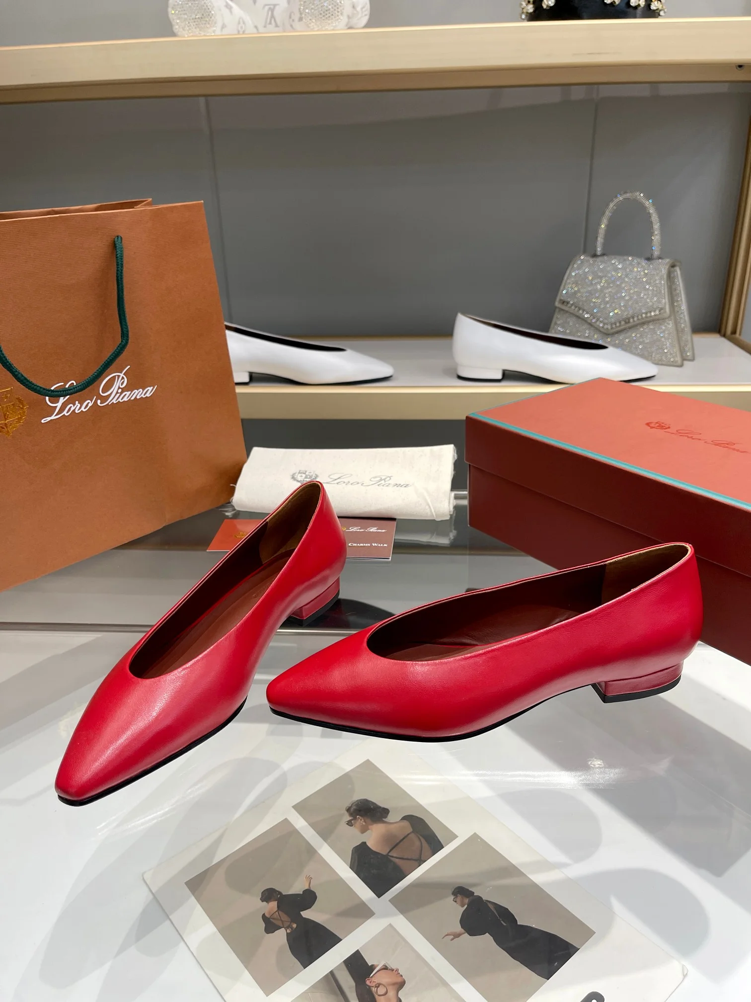 LORO PIANA Flats Lambskin Leather Red EU35-42 B50202609111343 - Image 4