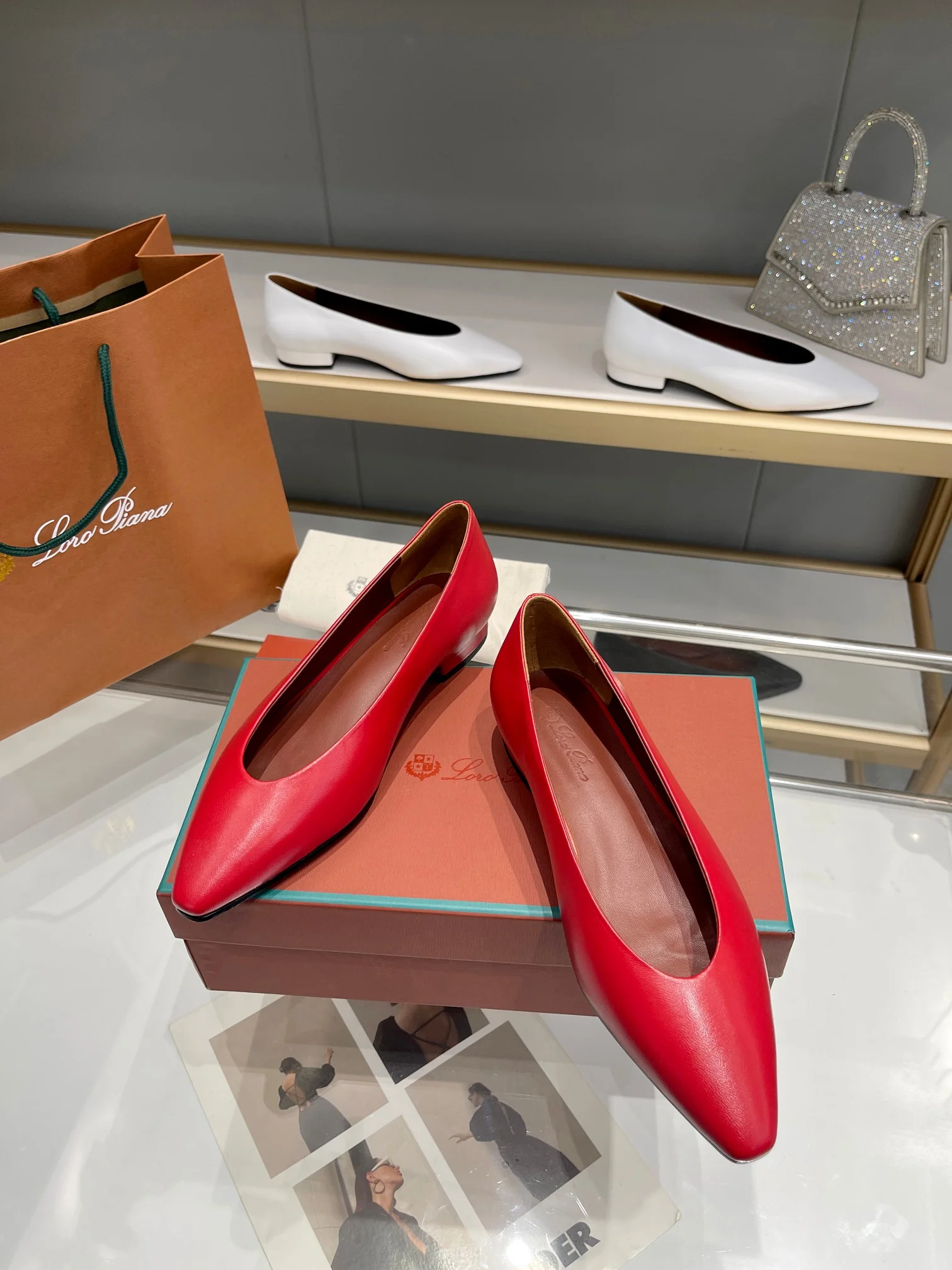 LORO PIANA Flats Lambskin Leather Red EU35-42 B50202609111343 - Image 5