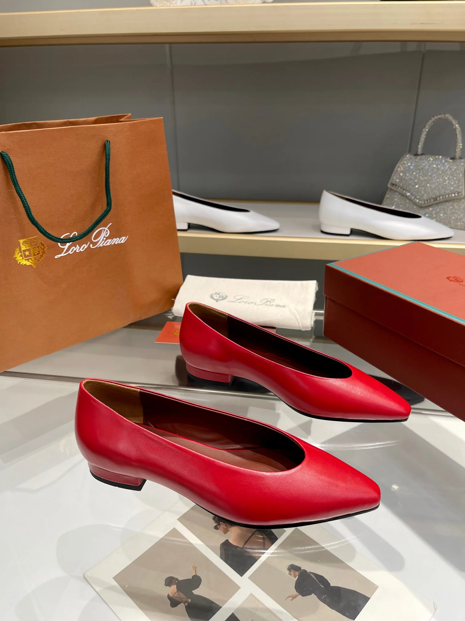 LORO PIANA Flats Lambskin Leather Red EU35-42 B50202609111343 - Image 6