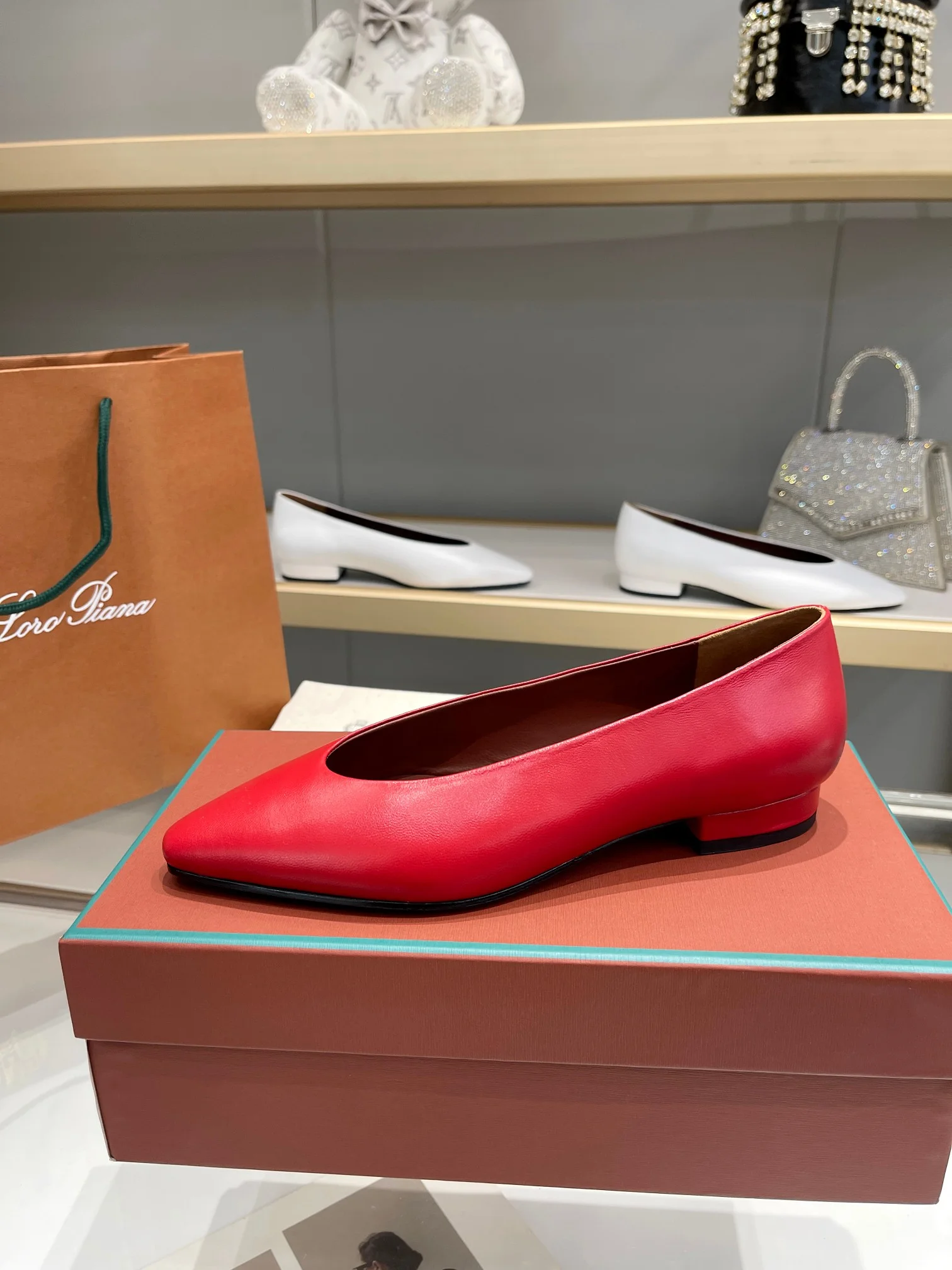 LORO PIANA Flats Lambskin Leather Red EU35-42 B50202609111343 - Image 7