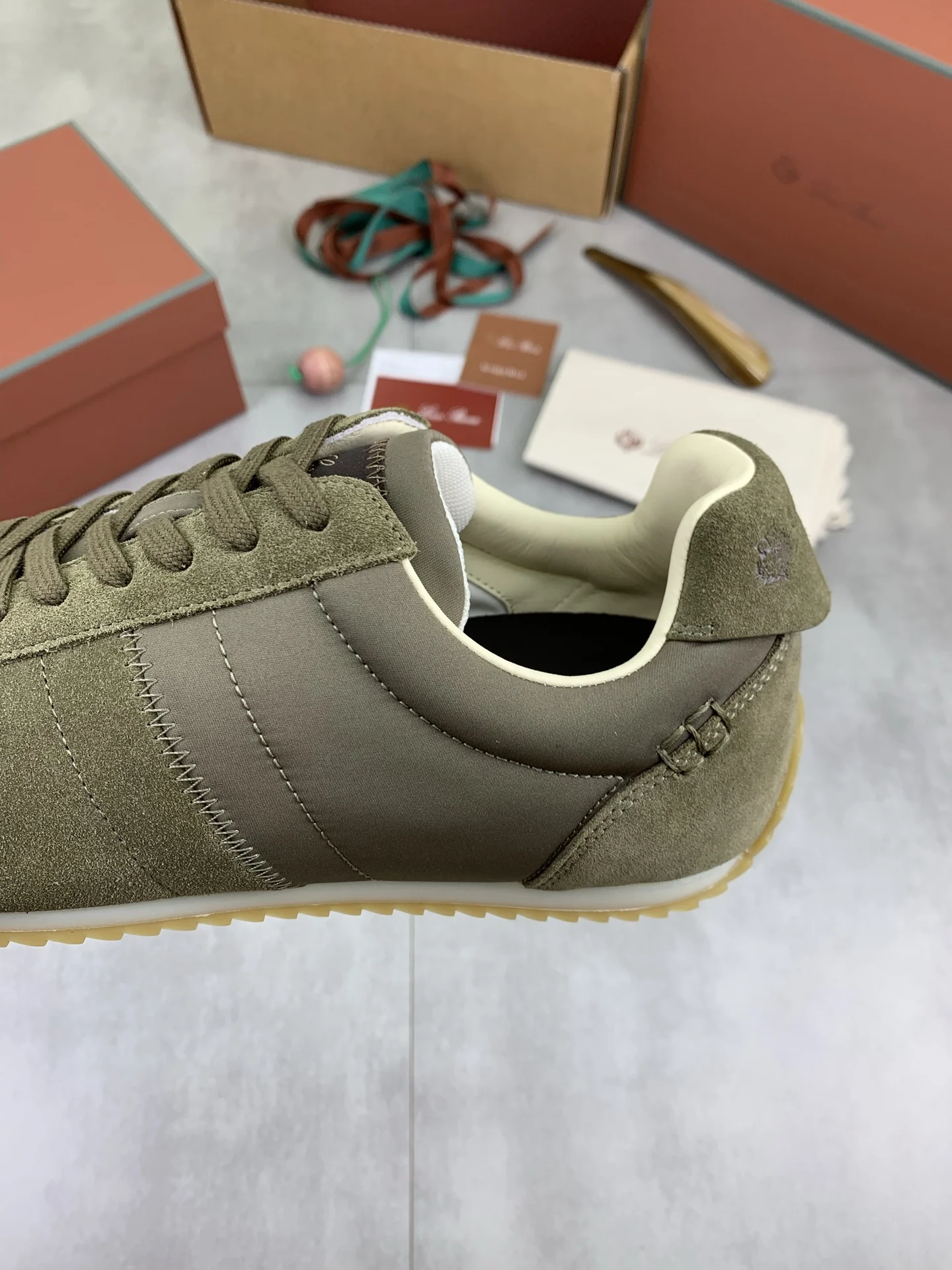 LORO PIANA Flats Nubuck Leather Green-Brown EU35-44 C00202609111094 - Image 7