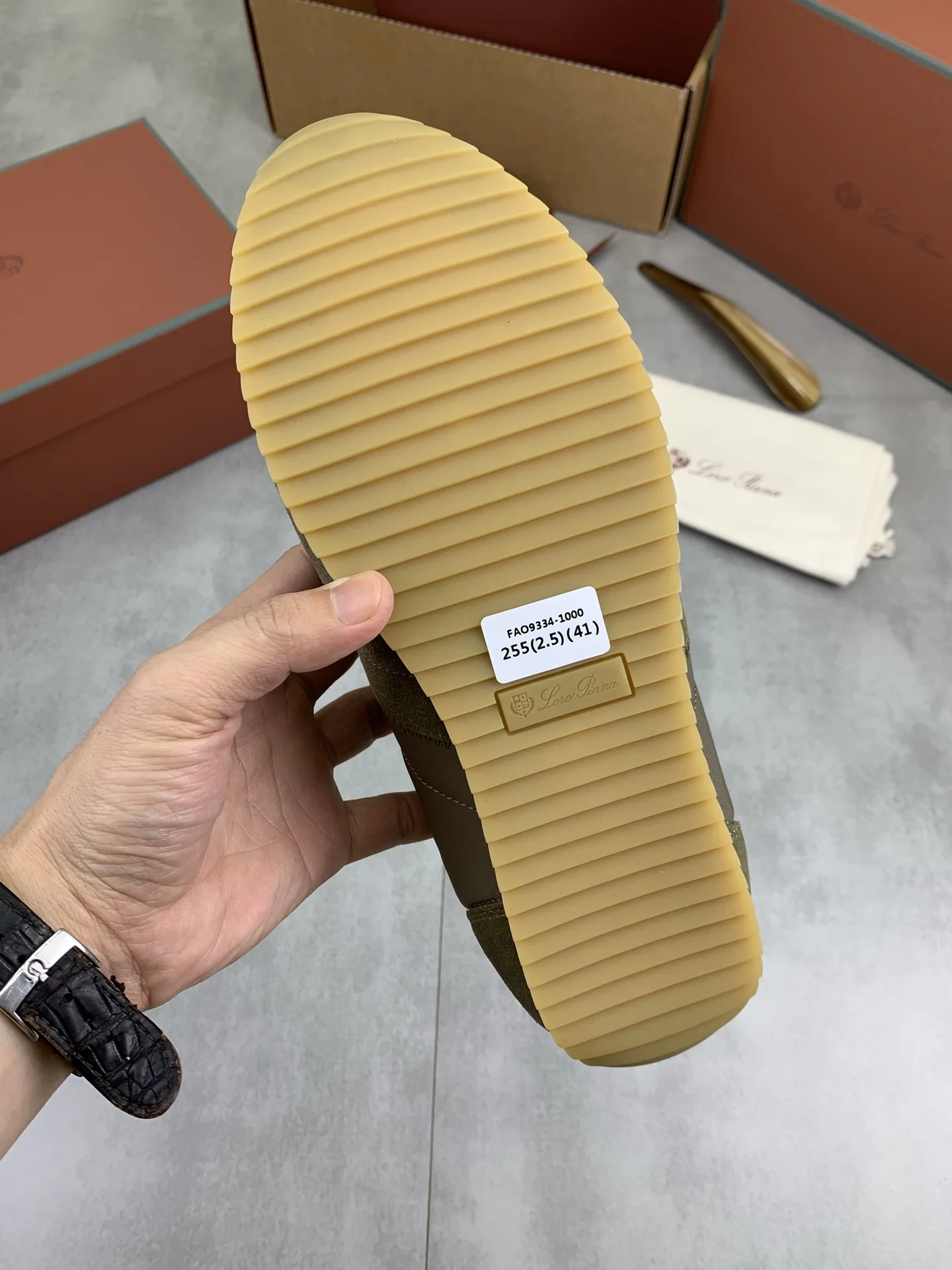 LORO PIANA Flats Nubuck Leather Green-Brown EU35-44 C00202609111094 - Image 8