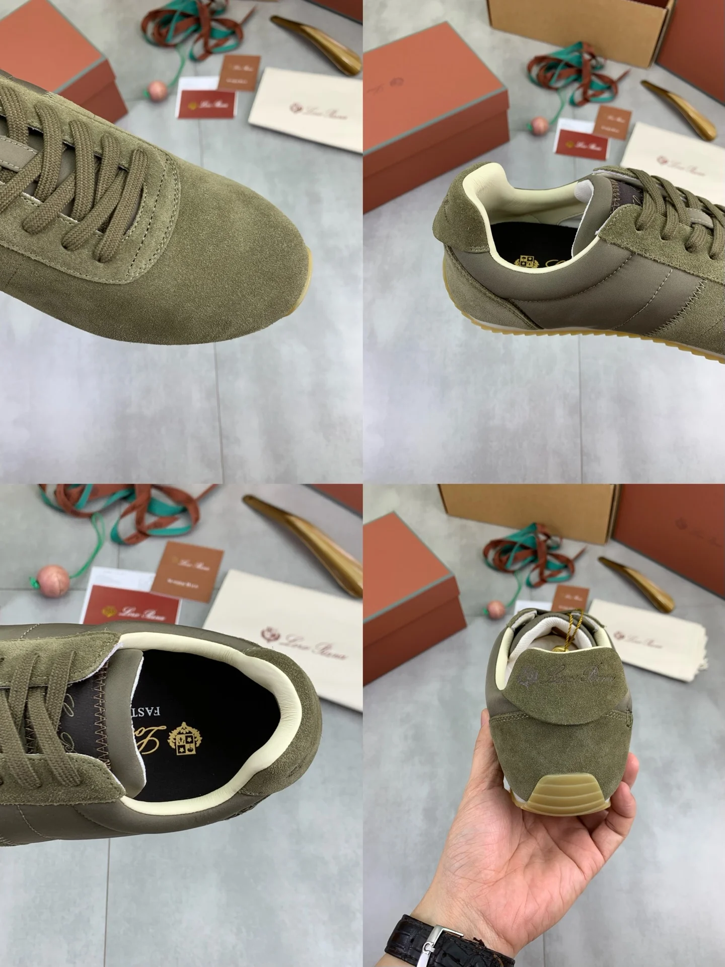 LORO PIANA Flats Nubuck Leather Green-Brown EU35-44 C00202609111094 - Image 9