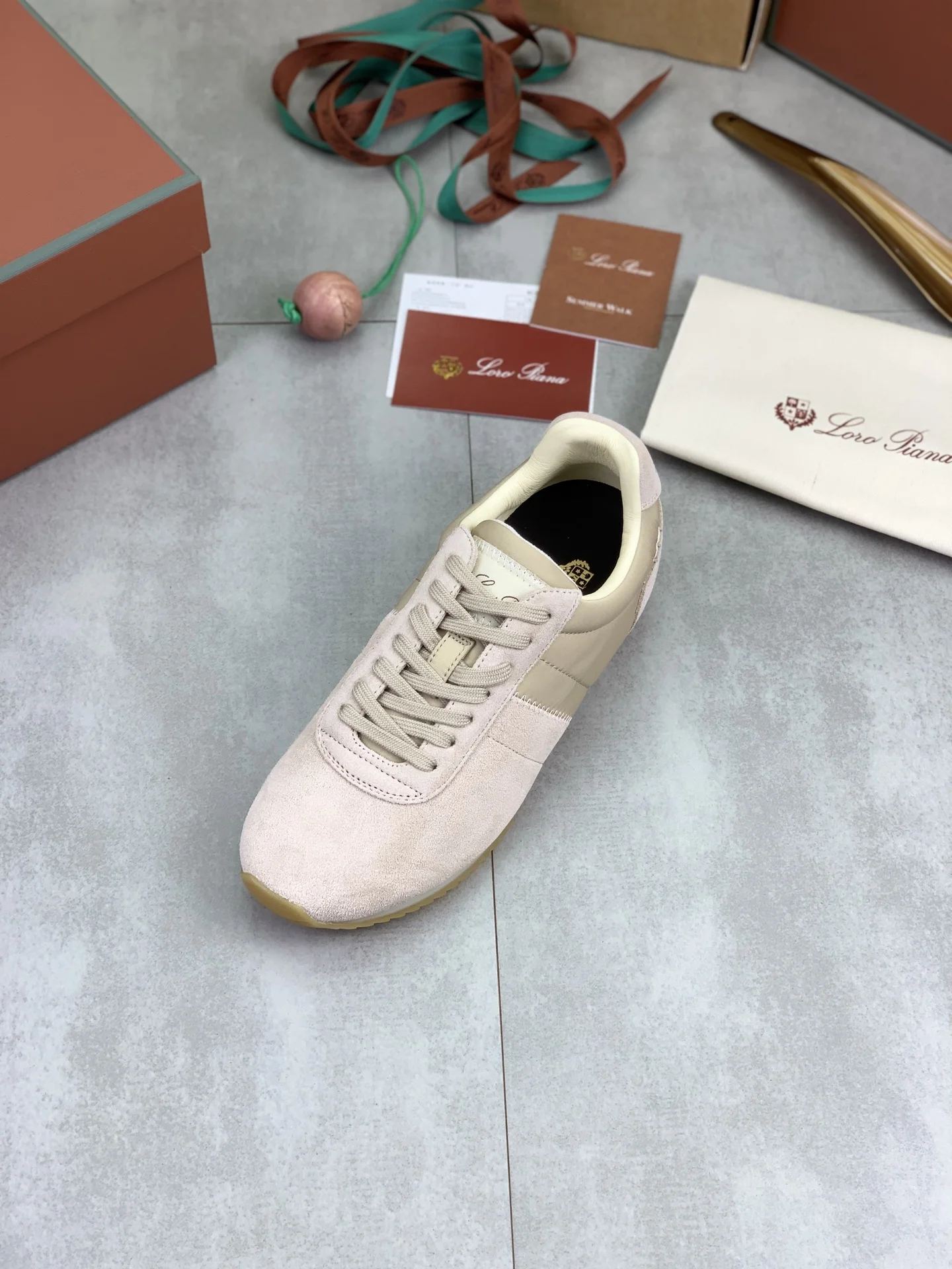 LORO PIANA Flats Suede Calfskin Beige-Tan EU35-44 C00202609111093 - Image 4