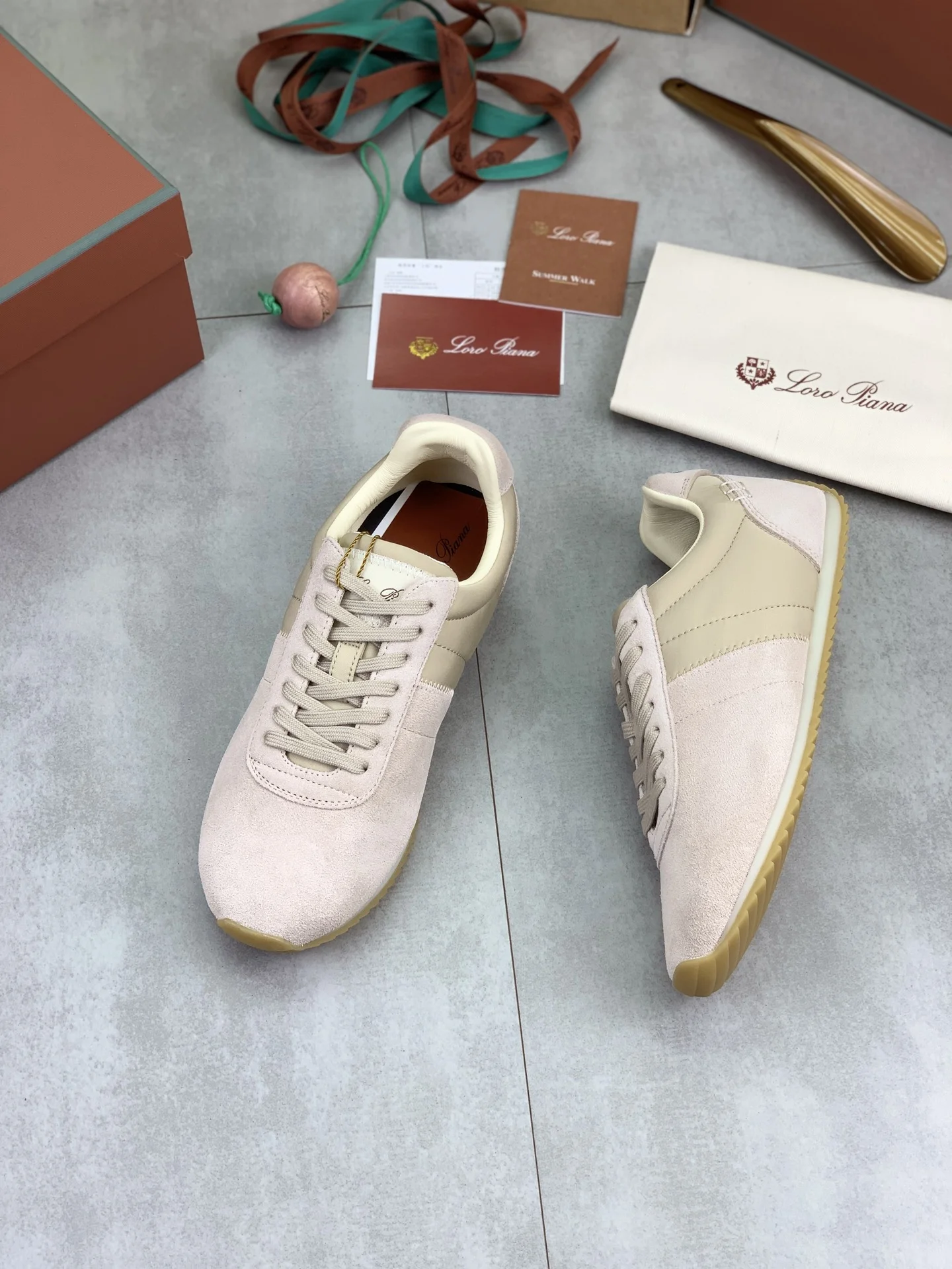 LORO PIANA Flats Suede Calfskin Beige-Tan EU35-44 C00202609111093 - Image 5