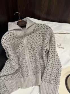 LORO PIANA Jackets Wool Knit Beige-Silver S-L F85202609063078