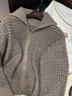 Alternative view of LORO PIANA Jackets Wool Knit Brown-Silver S-L F85202609063079