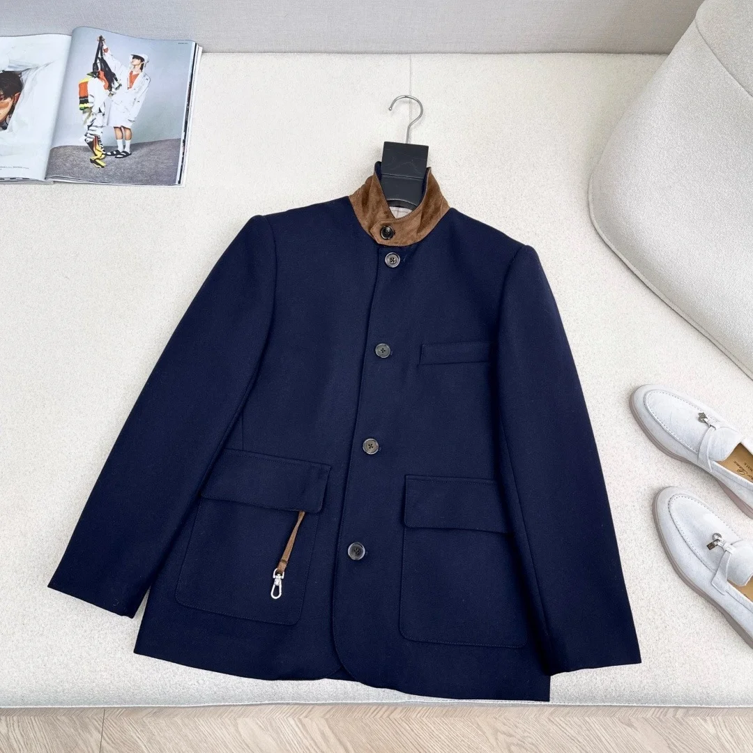LORO PIANA Jackets Wool Navy-Brown S-M-L C55202609062237
