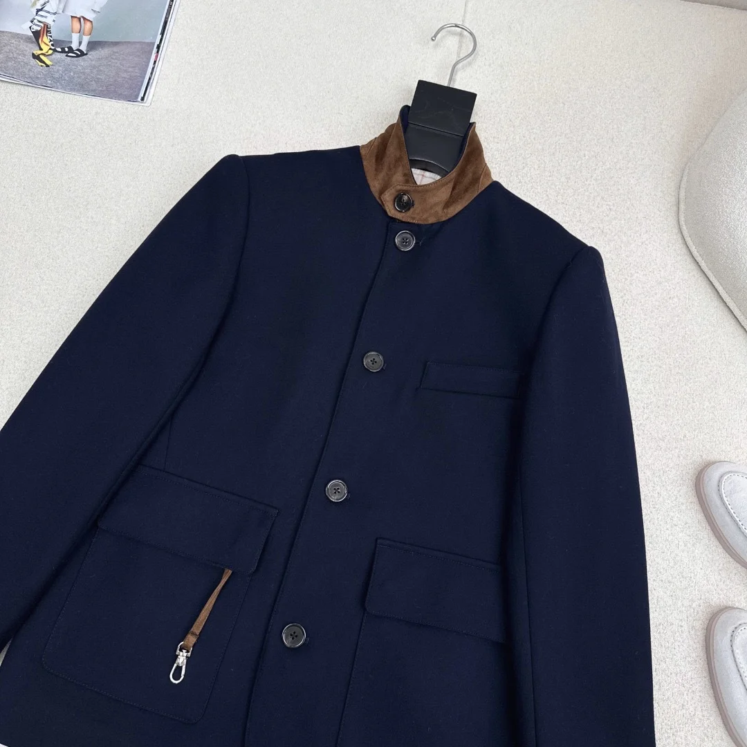 LORO PIANA Jackets Wool Navy-Brown S-M-L C55202609062237 - Image 2