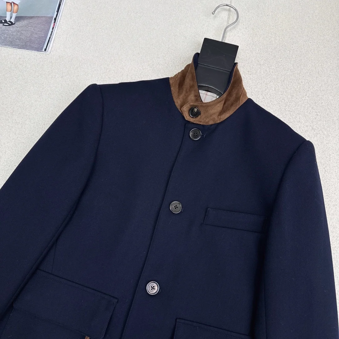 LORO PIANA Jackets Wool Navy-Brown S-M-L C55202609062237 - Image 3