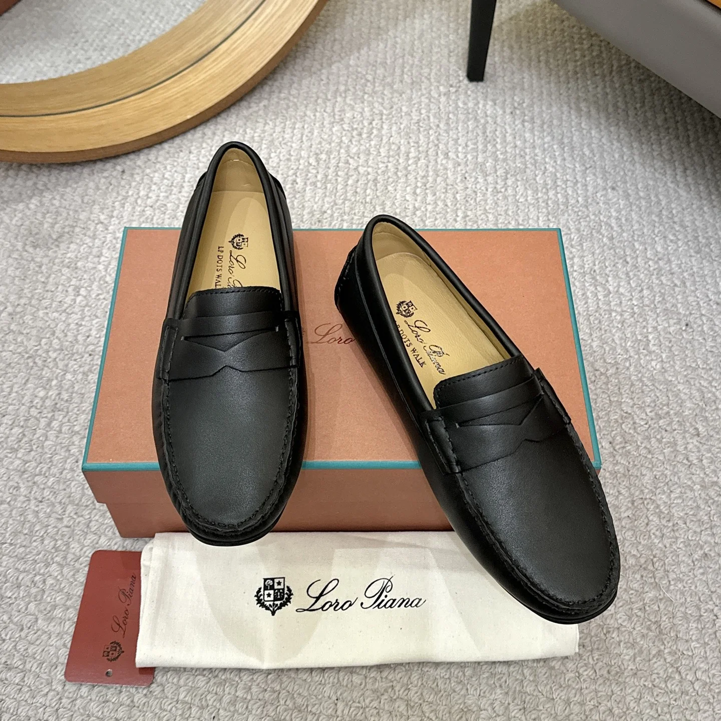 LORO PIANA Loafers Calf Leather Black EU38-44 B00202609110135