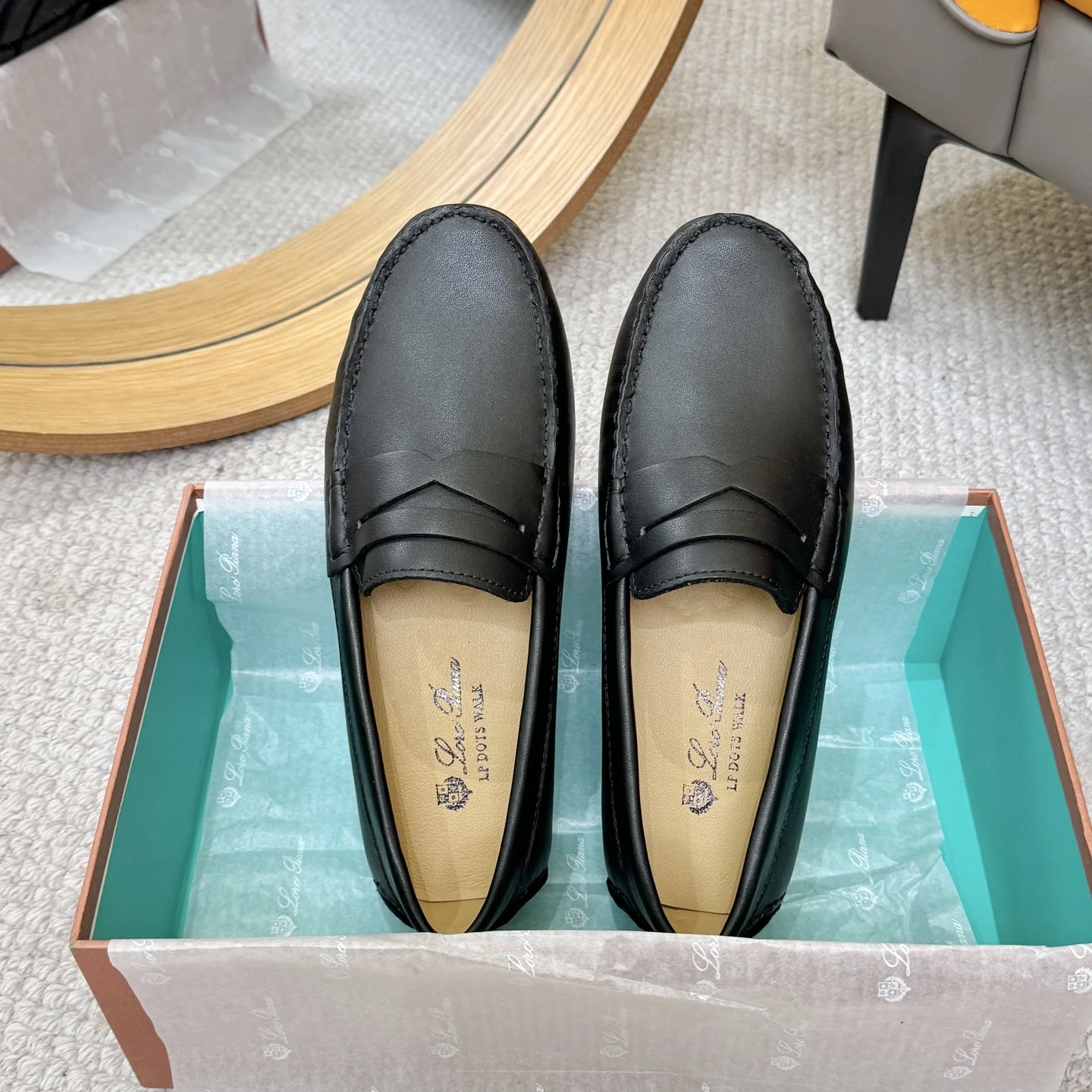 LORO PIANA Loafers Calf Leather Black EU38-44 B00202609110135 - Image 2
