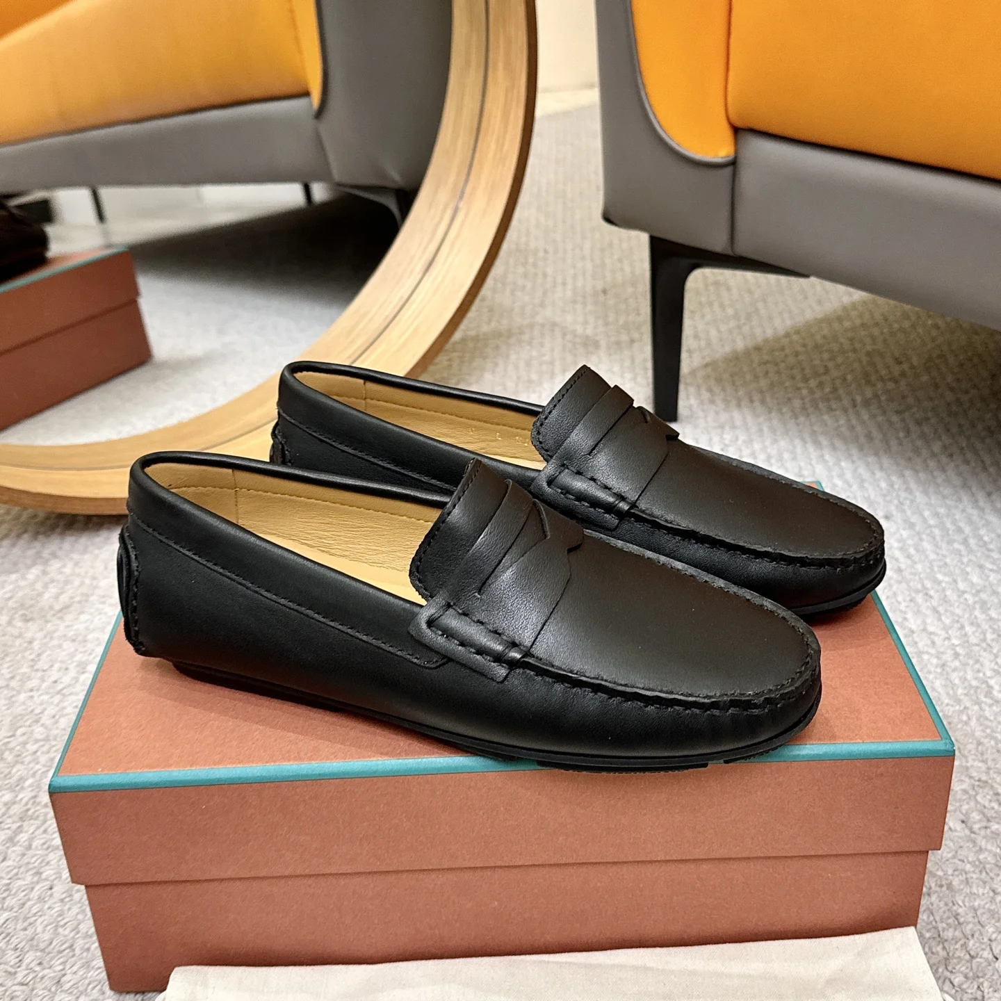 LORO PIANA Loafers Calf Leather Black EU38-44 B00202609110135 - Image 3