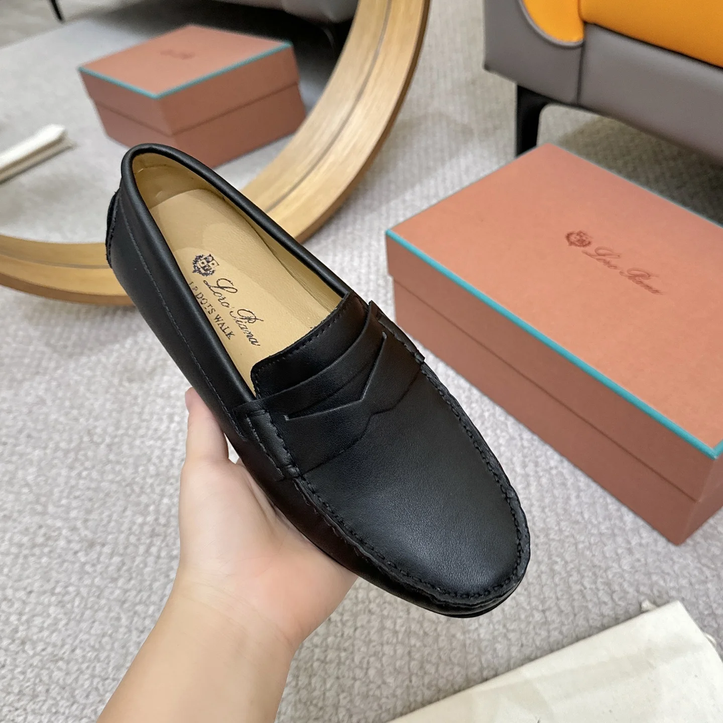 LORO PIANA Loafers Calf Leather Black EU38-44 B00202609110135 - Image 5