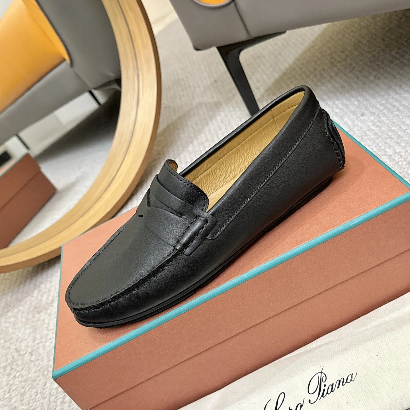 LORO PIANA Loafers Calf Leather Black EU38-44 B00202609110135 - Image 6