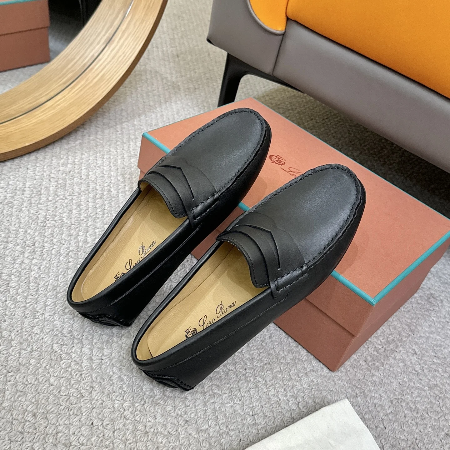LORO PIANA Loafers Calf Leather Black EU38-44 B00202609110135 - Image 8