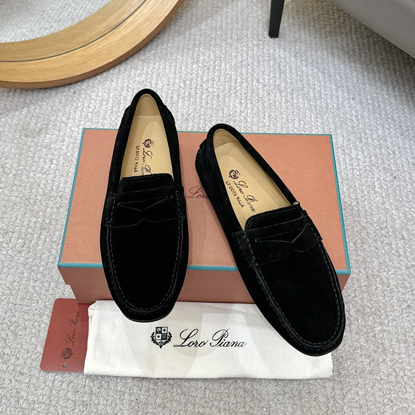 LORO PIANA Loafers Calf Leather Black EU38-44 B00202609110141
