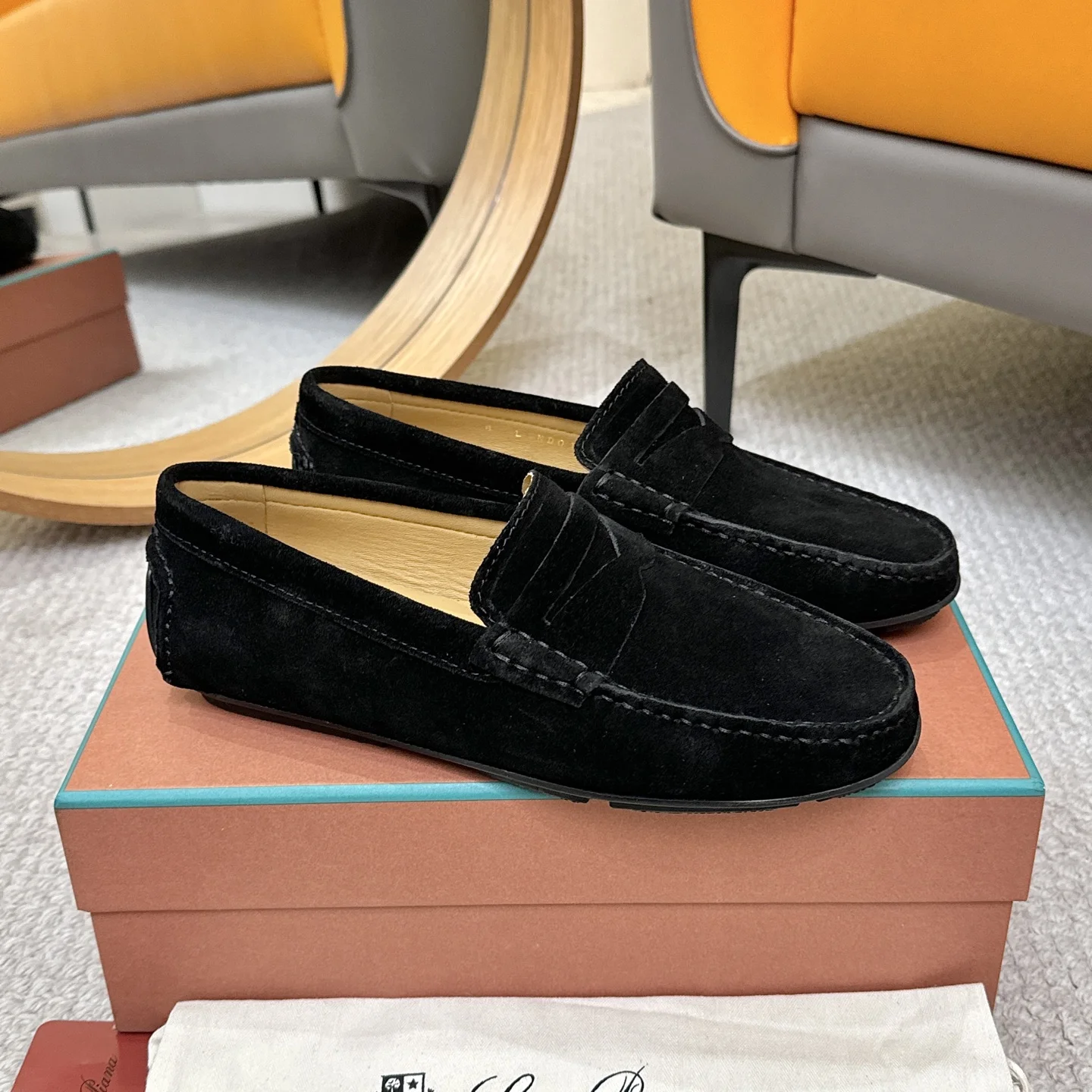LORO PIANA Loafers Calf Leather Black EU38-44 B00202609110141 - Image 3