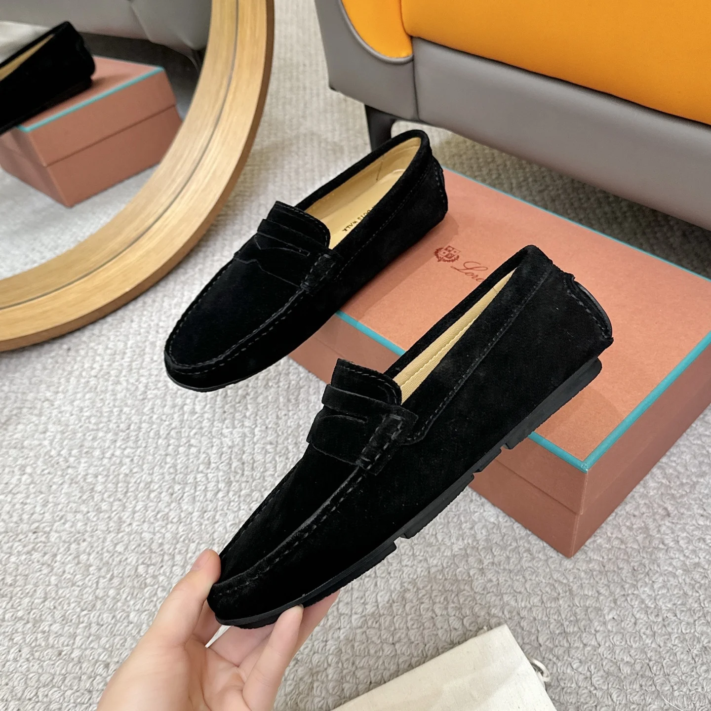 LORO PIANA Loafers Calf Leather Black EU38-44 B00202609110141 - Image 4