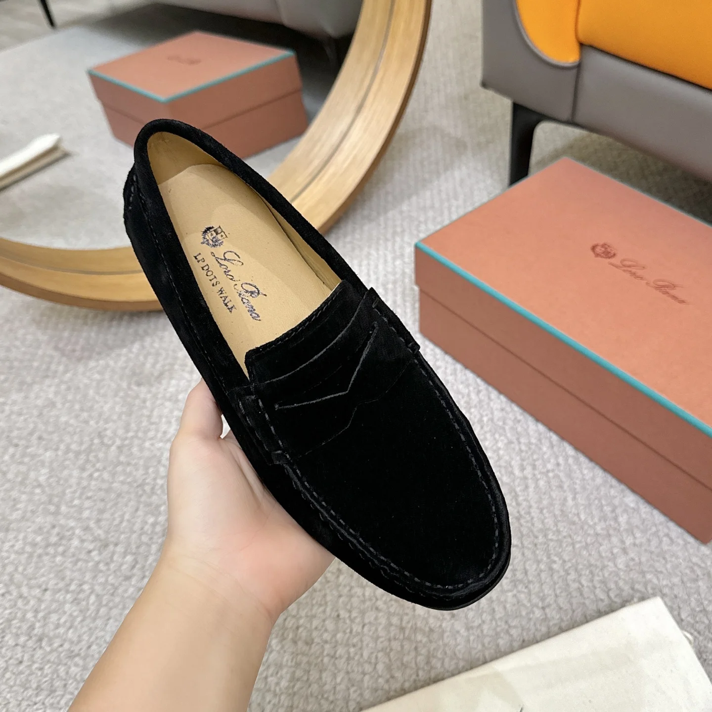 LORO PIANA Loafers Calf Leather Black EU38-44 B00202609110141 - Image 5