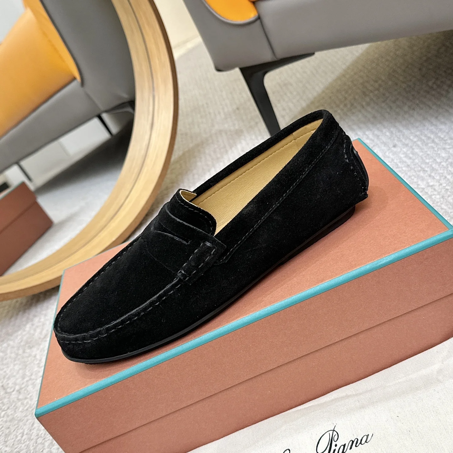 LORO PIANA Loafers Calf Leather Black EU38-44 B00202609110141 - Image 6