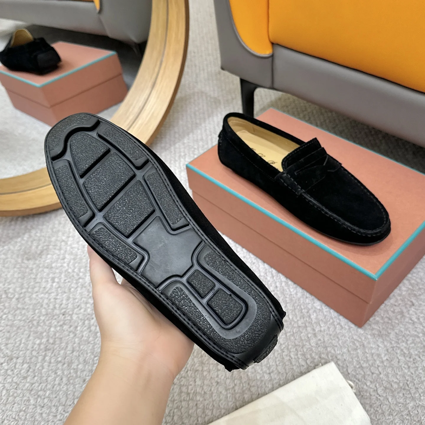 LORO PIANA Loafers Calf Leather Black EU38-44 B00202609110141 - Image 7