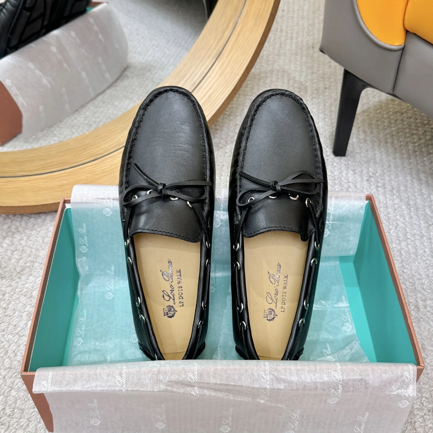 LORO PIANA Loafers Calfskin Leather Black EU38-44 B00202609110144 - Image 2