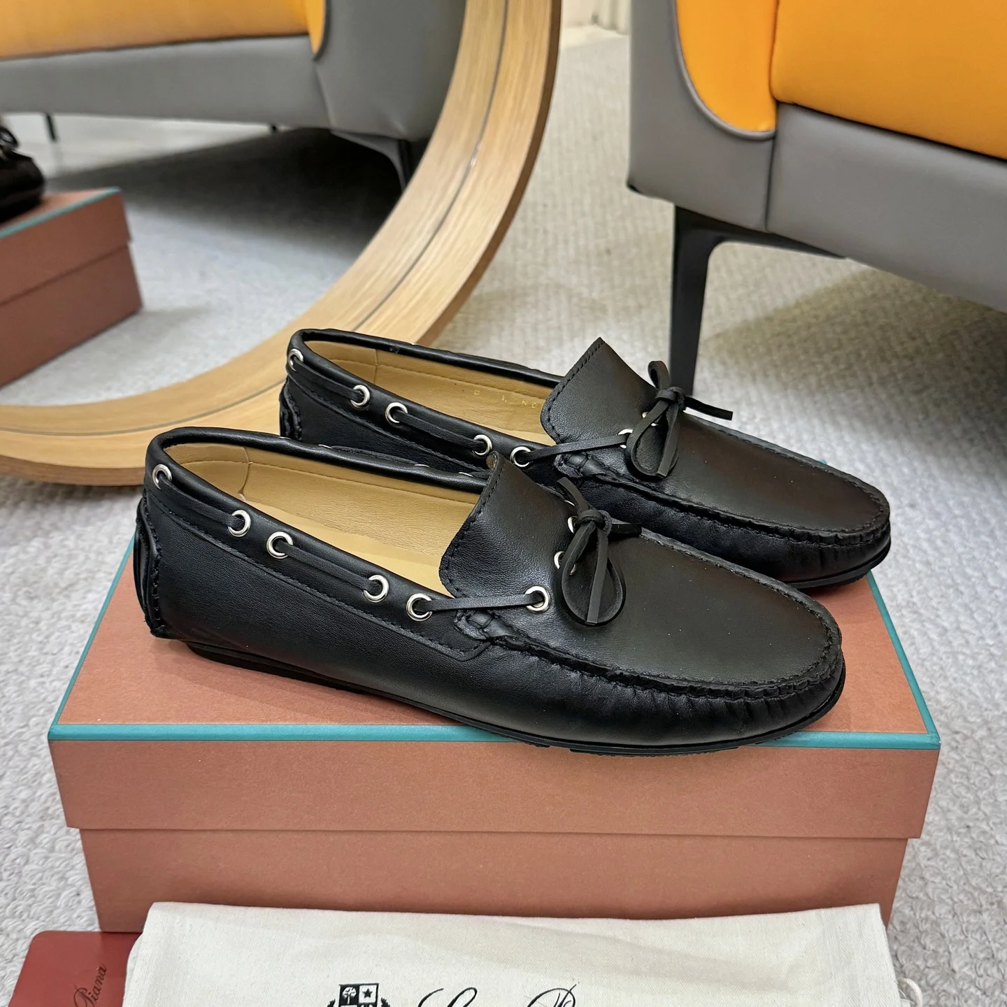 LORO PIANA Loafers Calfskin Leather Black EU38-44 B00202609110144 - Image 3