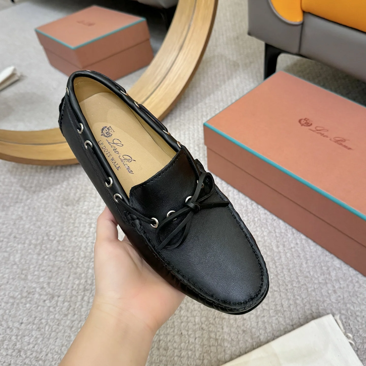 LORO PIANA Loafers Calfskin Leather Black EU38-44 B00202609110144 - Image 5