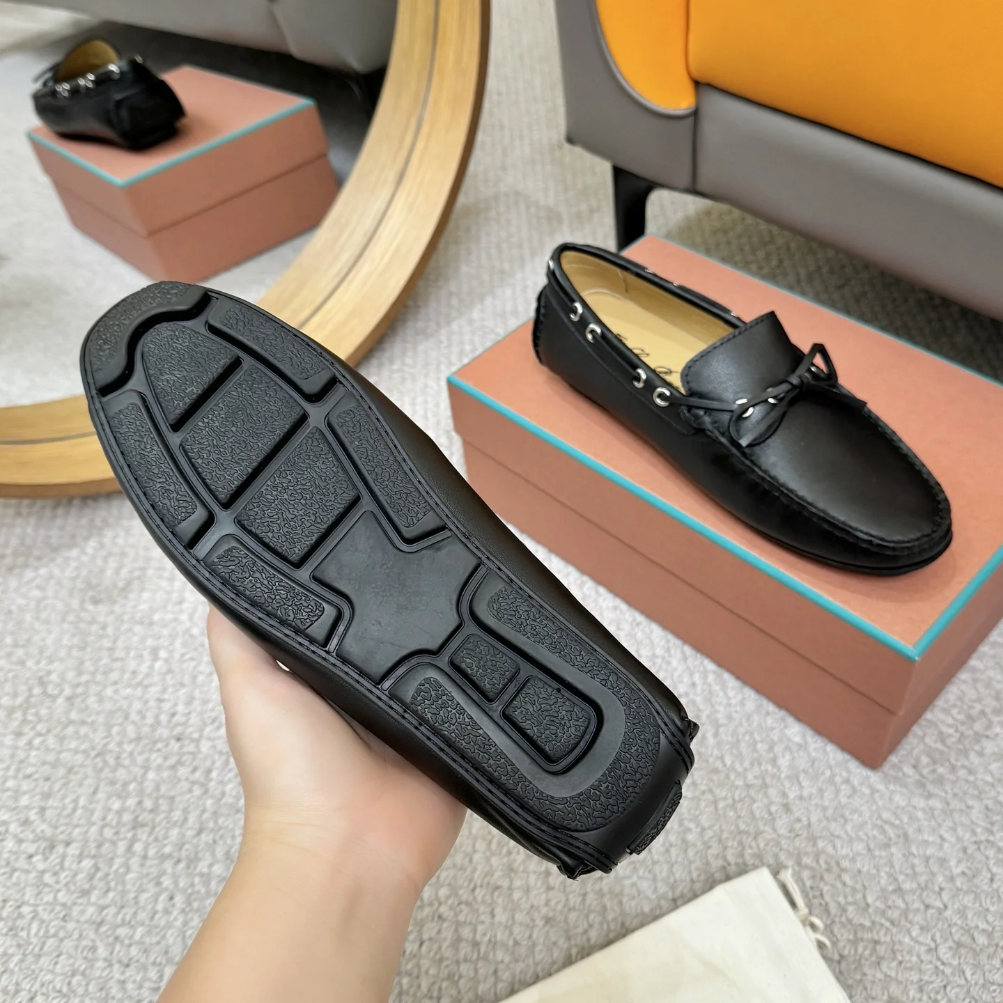 LORO PIANA Loafers Calfskin Leather Black EU38-44 B00202609110144 - Image 7