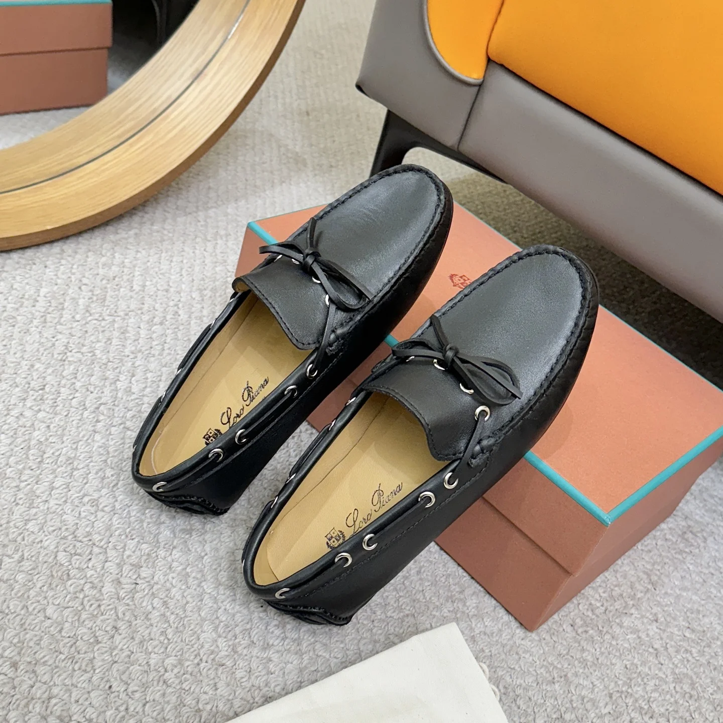 LORO PIANA Loafers Calfskin Leather Black EU38-44 B00202609110144 - Image 8