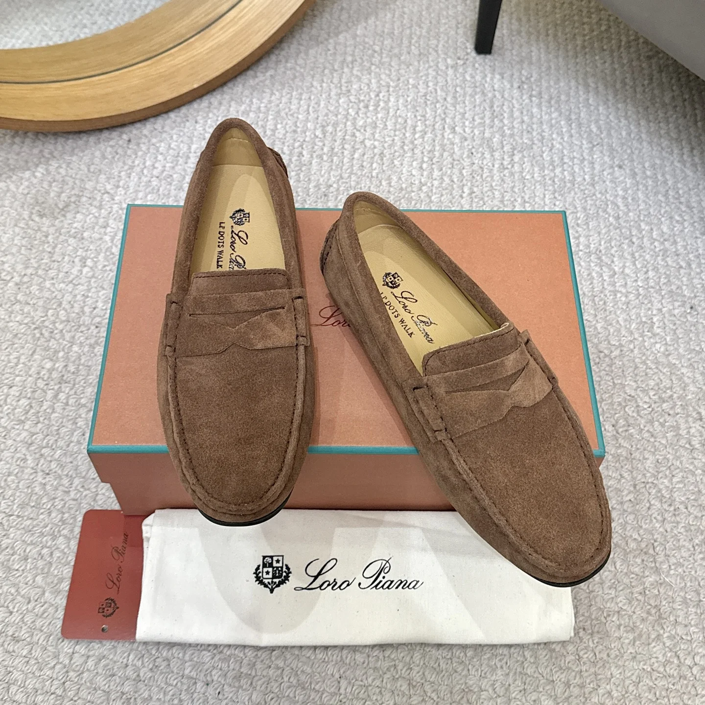 LORO PIANA Loafers Calfskin Leather Brown EU38-44 B00202609110143