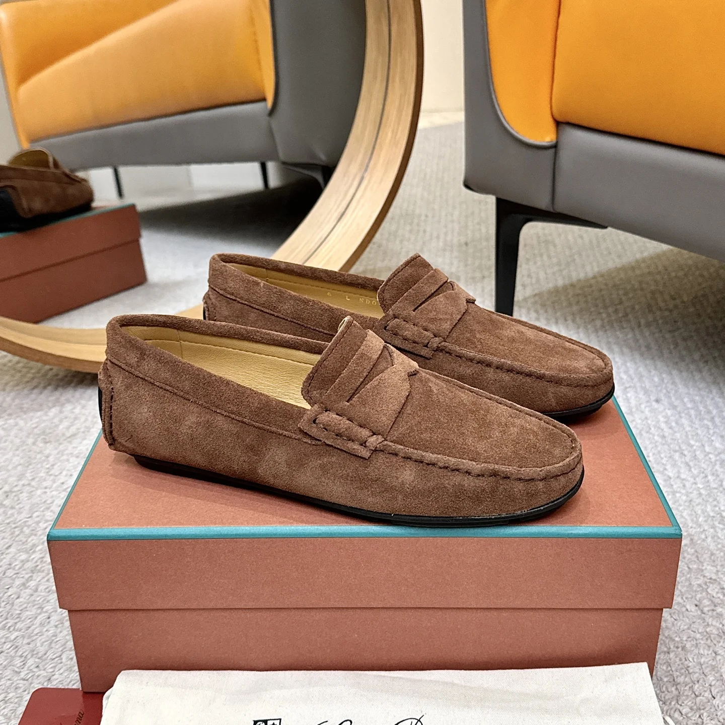LORO PIANA Loafers Calfskin Leather Brown EU38-44 B00202609110143 - Image 3