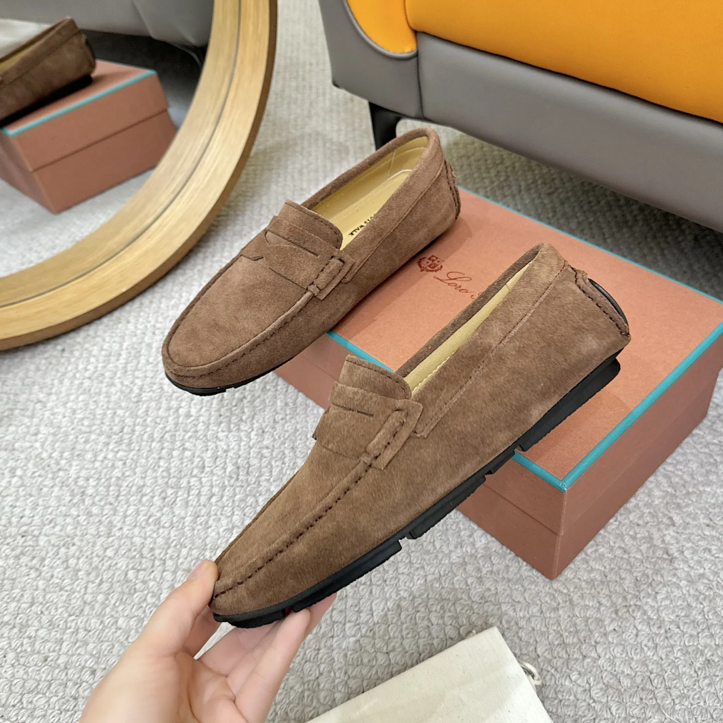 LORO PIANA Loafers Calfskin Leather Brown EU38-44 B00202609110143 - Image 4