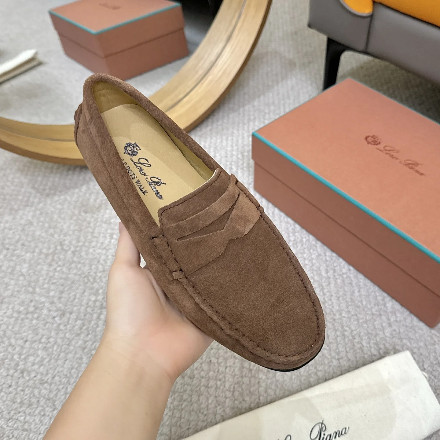 LORO PIANA Loafers Calfskin Leather Brown EU38-44 B00202609110143 - Image 5