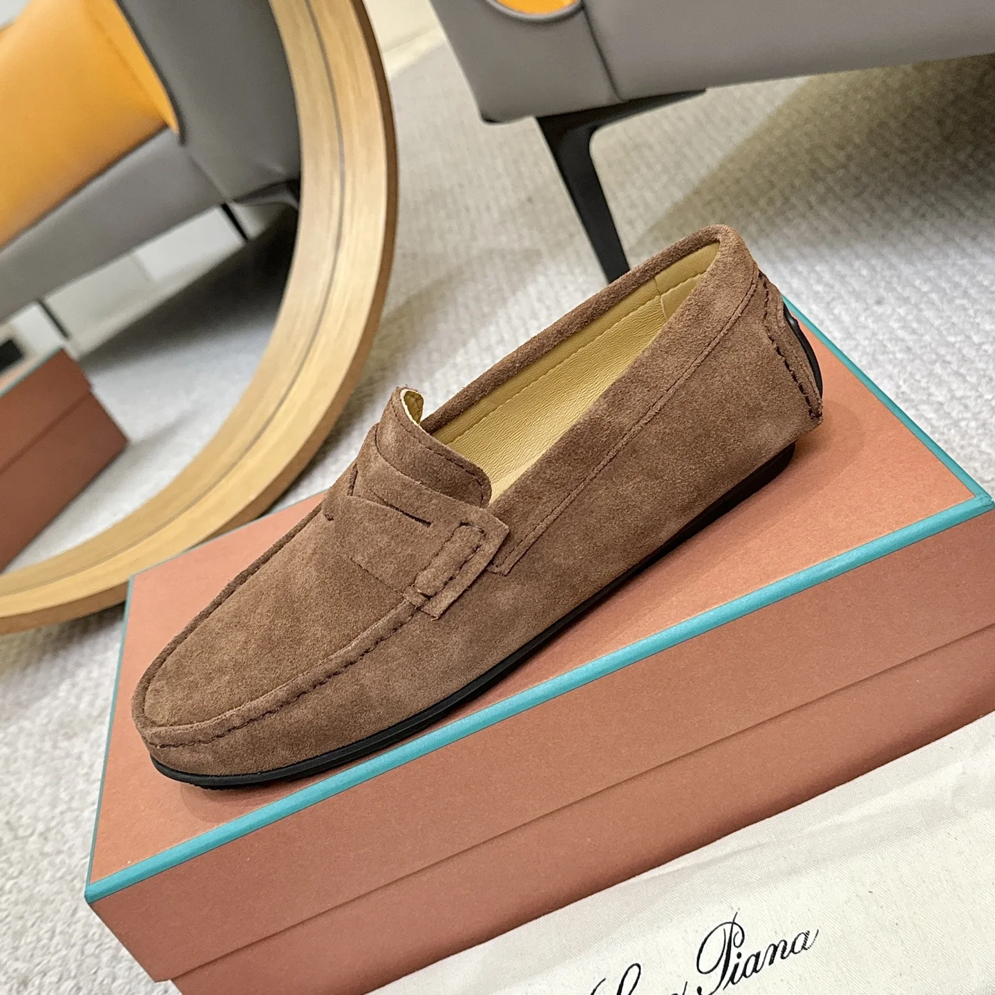 LORO PIANA Loafers Calfskin Leather Brown EU38-44 B00202609110143 - Image 6