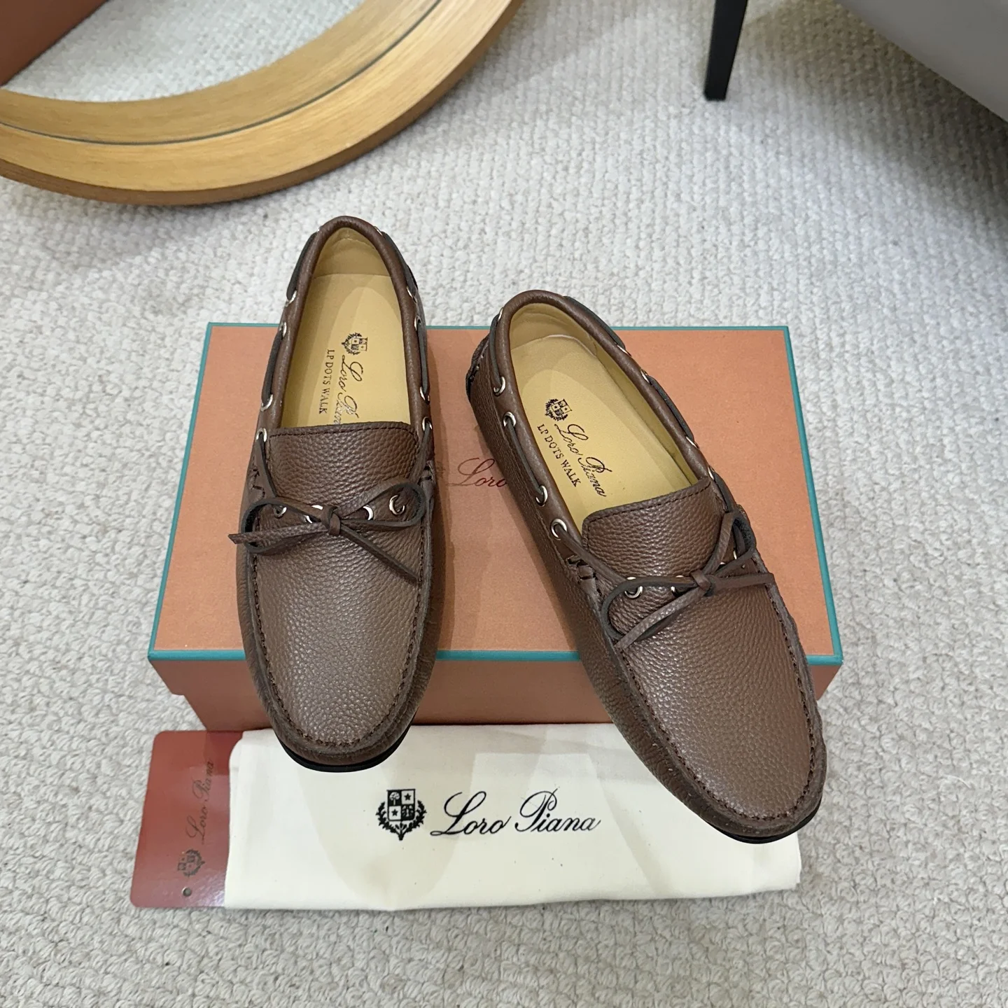 LORO PIANA Loafers Calfskin Leather Brown EU38-44 B00202609110147