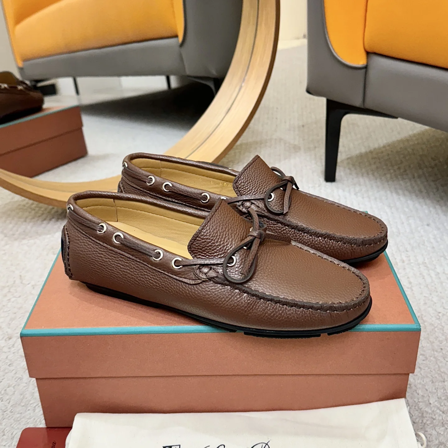 LORO PIANA Loafers Calfskin Leather Brown EU38-44 B00202609110147 - Image 3