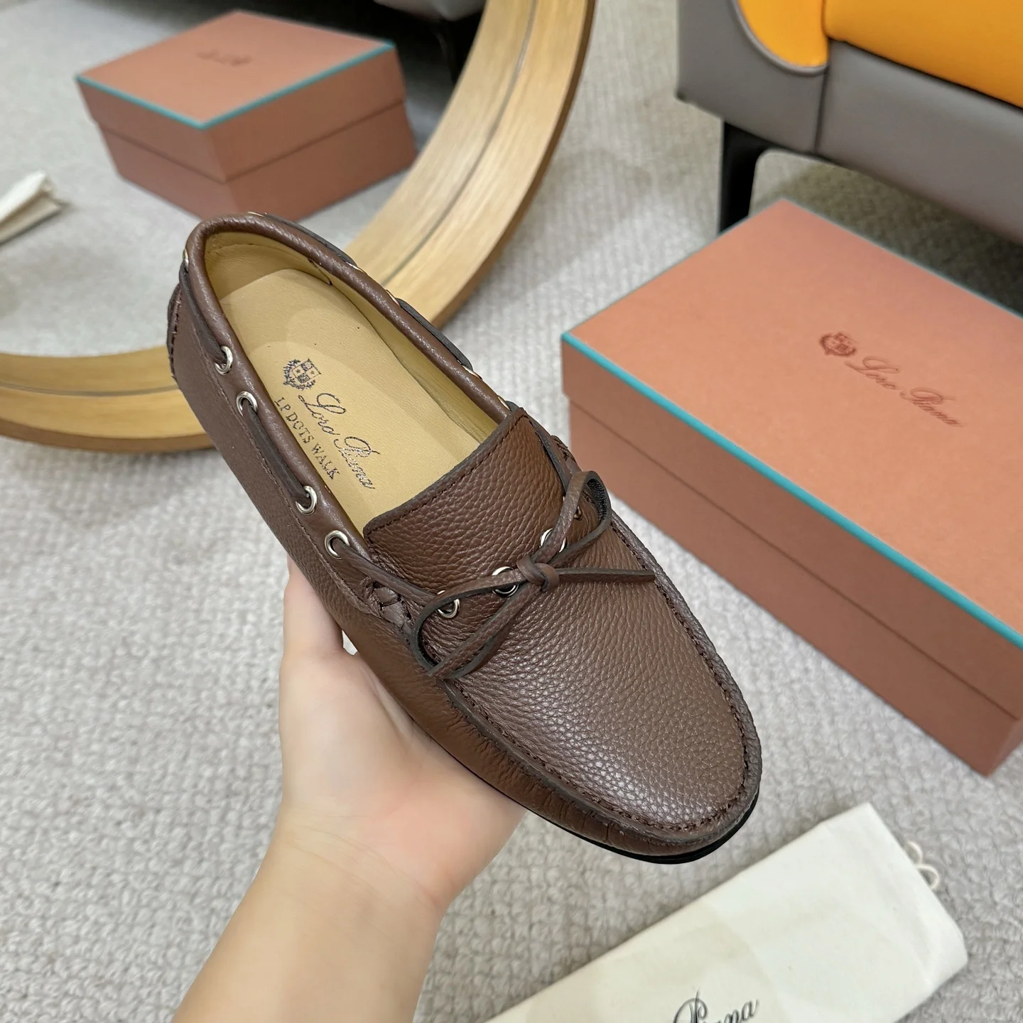 LORO PIANA Loafers Calfskin Leather Brown EU38-44 B00202609110147 - Image 5