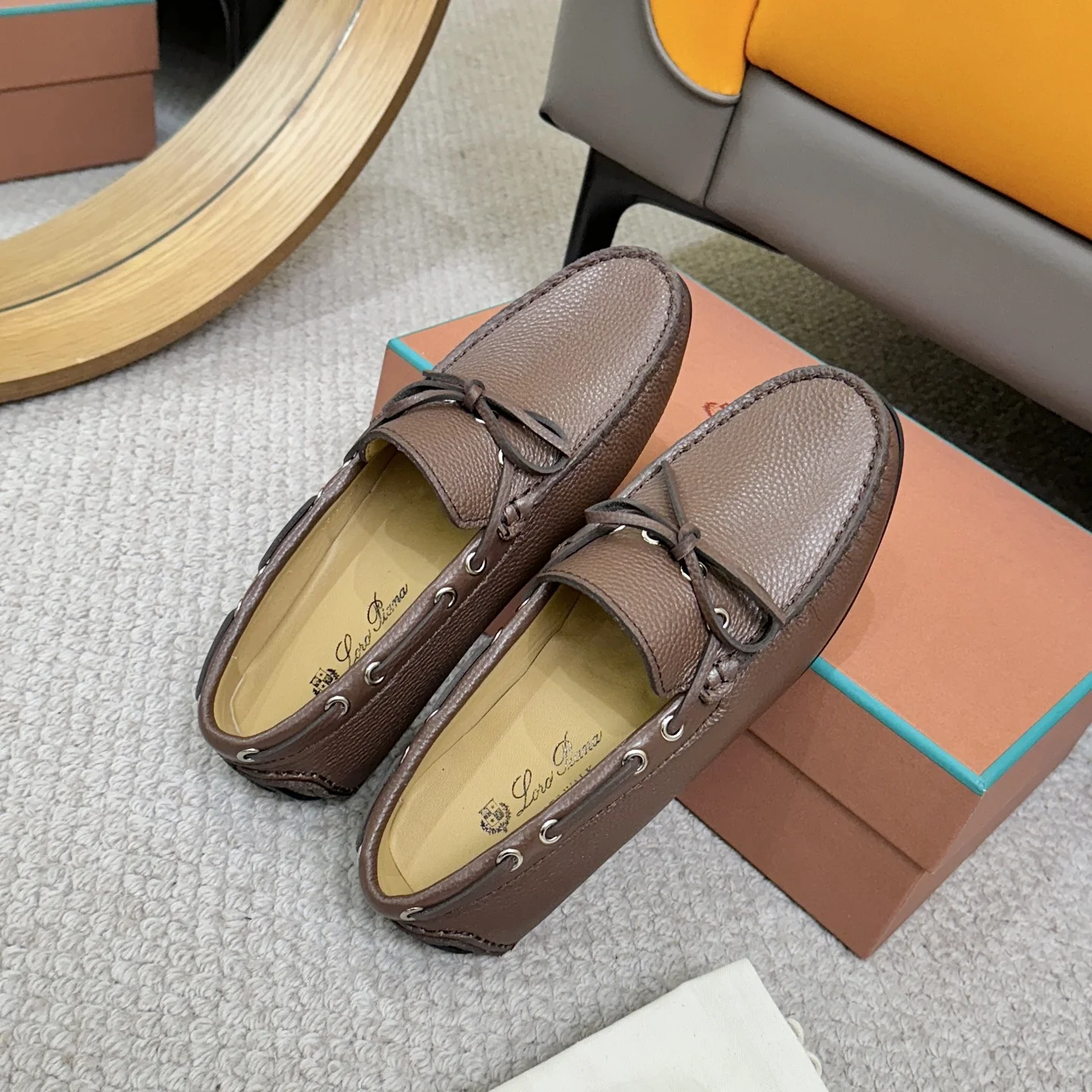 LORO PIANA Loafers Calfskin Leather Brown EU38-44 B00202609110147 - Image 8