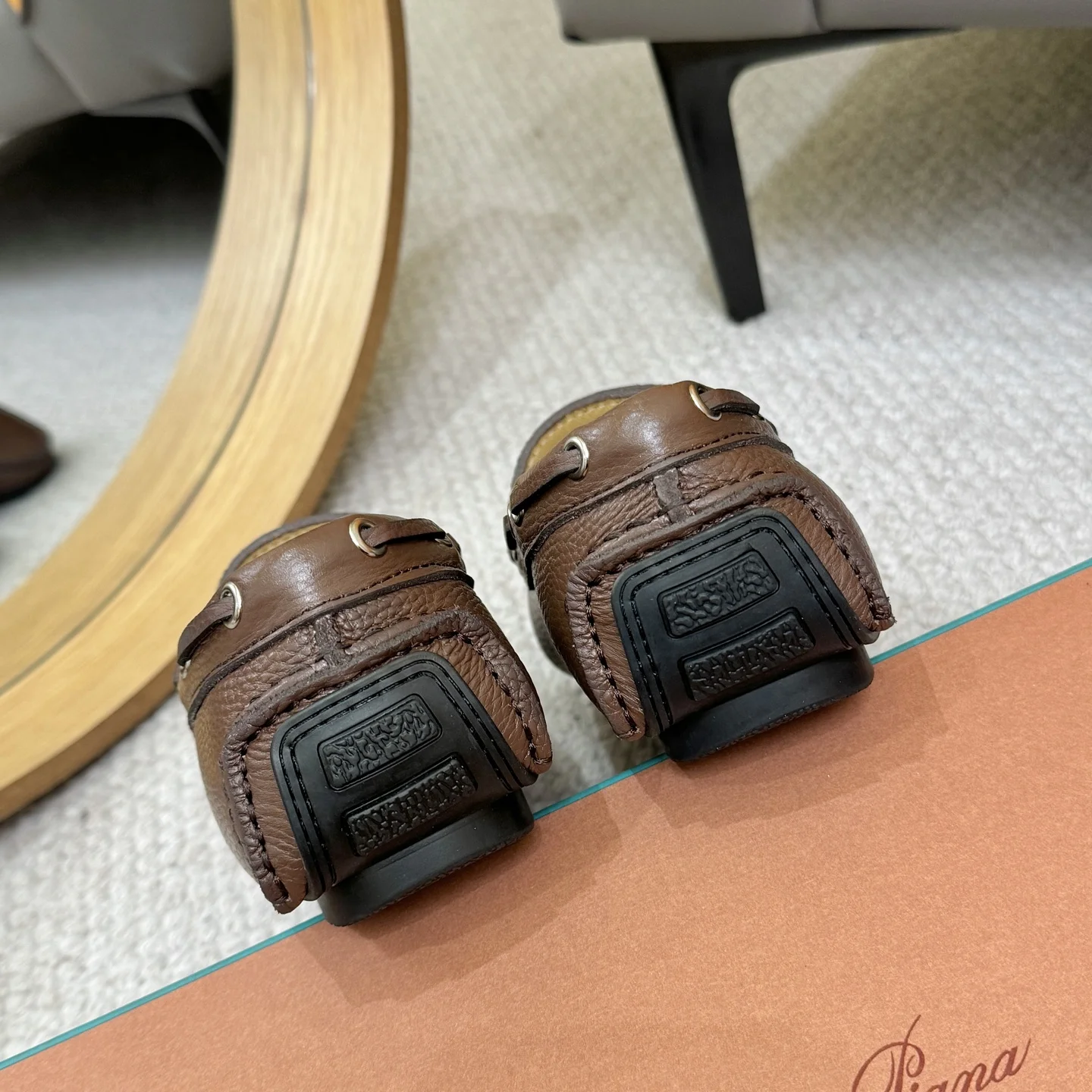 LORO PIANA Loafers Calfskin Leather Brown EU38-44 B00202609110147 - Image 9
