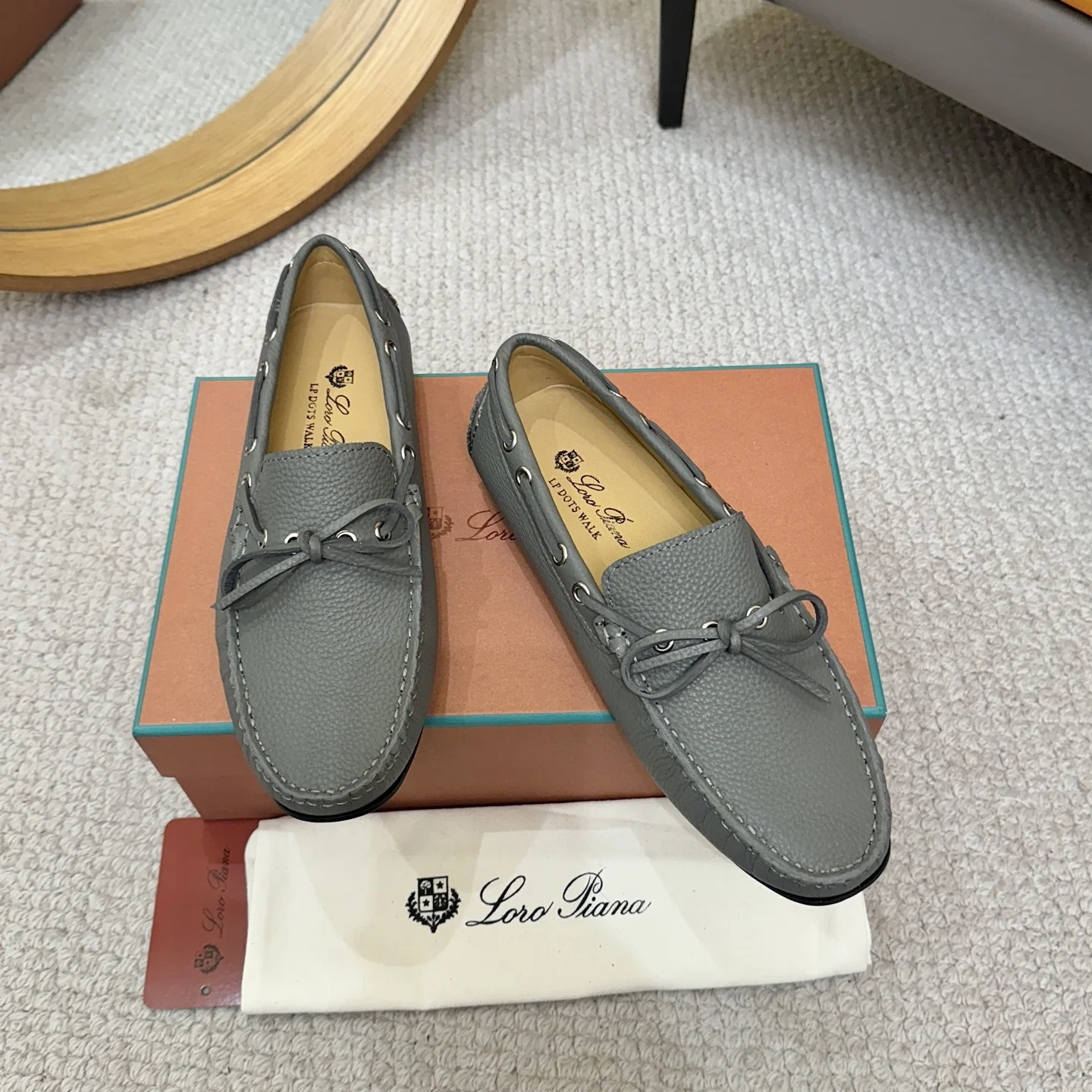 LORO PIANA Loafers Calfskin Leather Grey EU38-44 B00202609110149