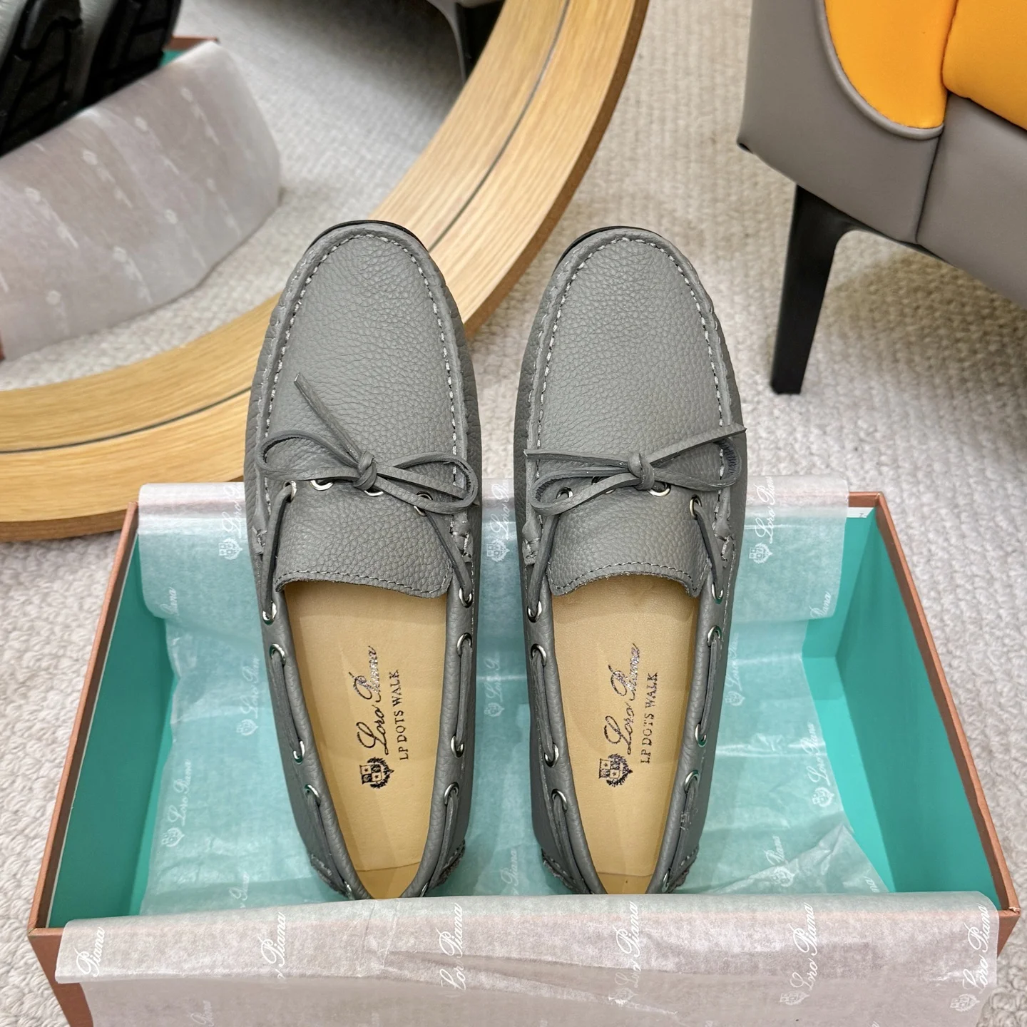 LORO PIANA Loafers Calfskin Leather Grey EU38-44 B00202609110149 - Image 2