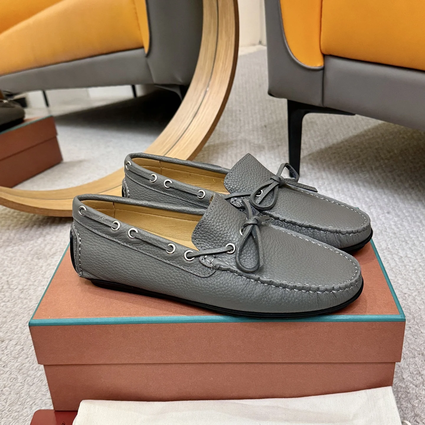 LORO PIANA Loafers Calfskin Leather Grey EU38-44 B00202609110149 - Image 3