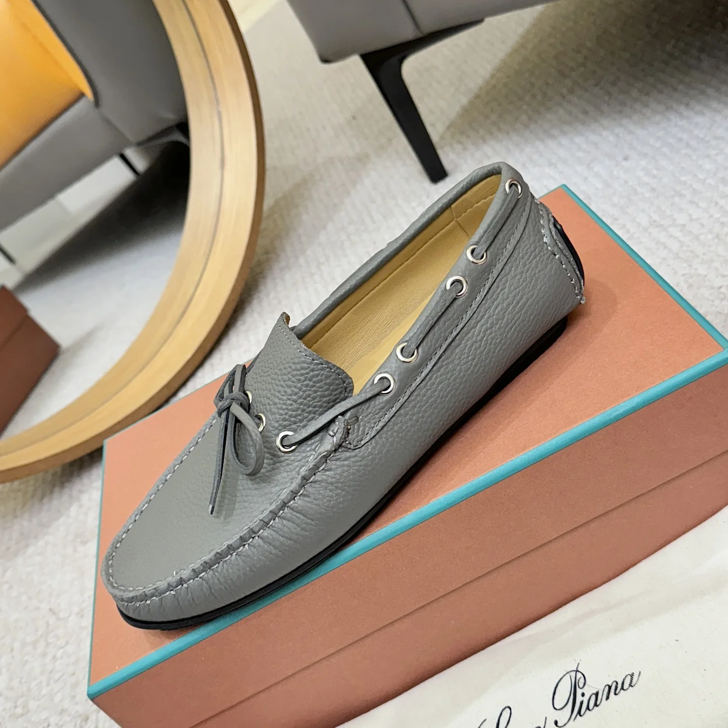 LORO PIANA Loafers Calfskin Leather Grey EU38-44 B00202609110149 - Image 6
