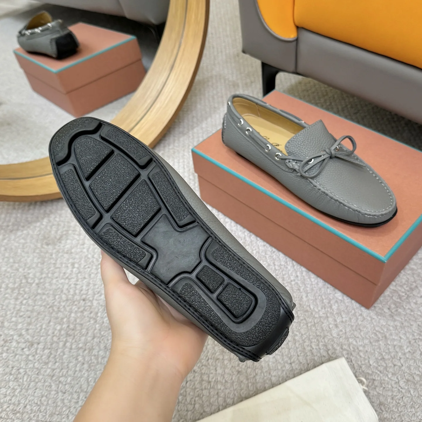 LORO PIANA Loafers Calfskin Leather Grey EU38-44 B00202609110149 - Image 7