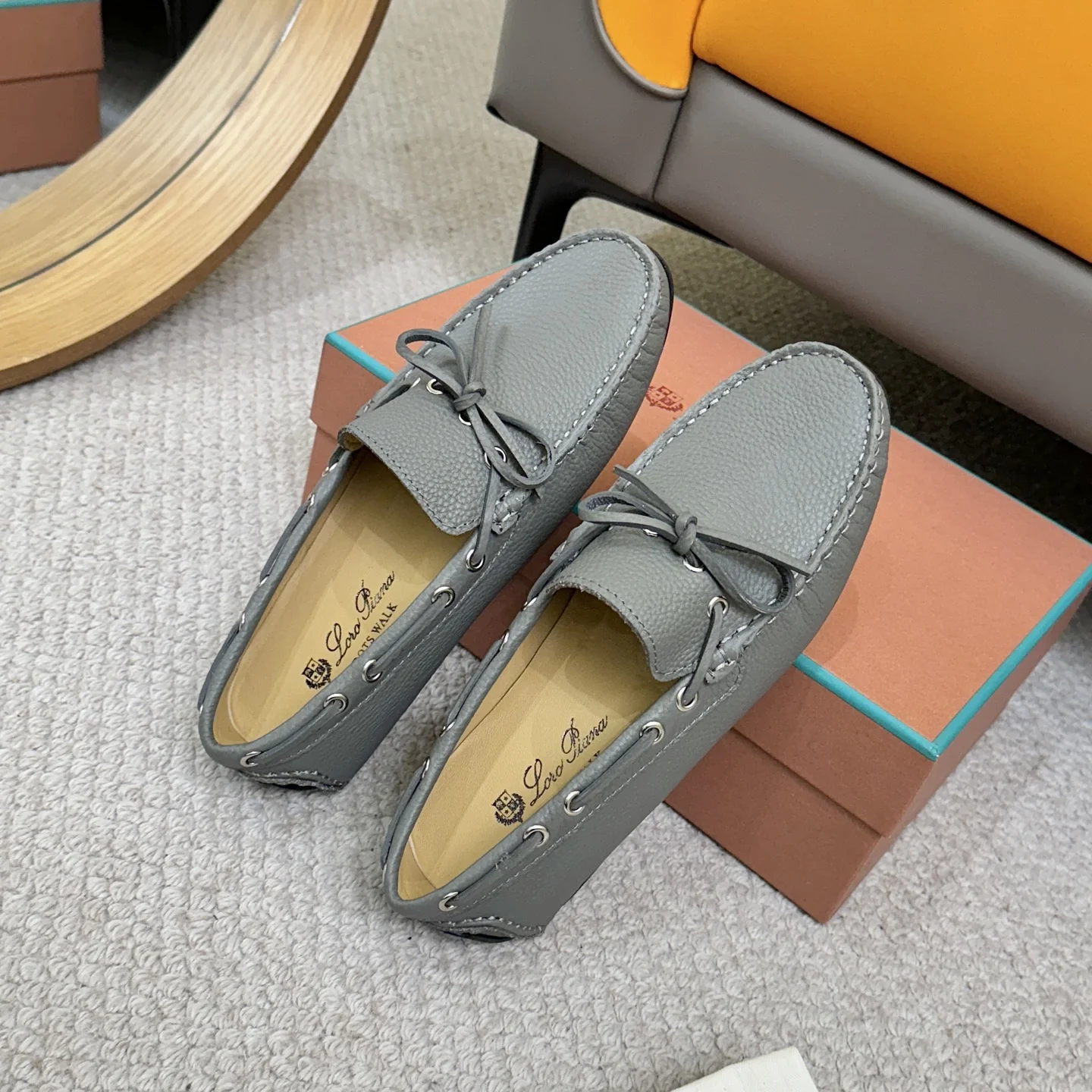LORO PIANA Loafers Calfskin Leather Grey EU38-44 B00202609110149 - Image 8