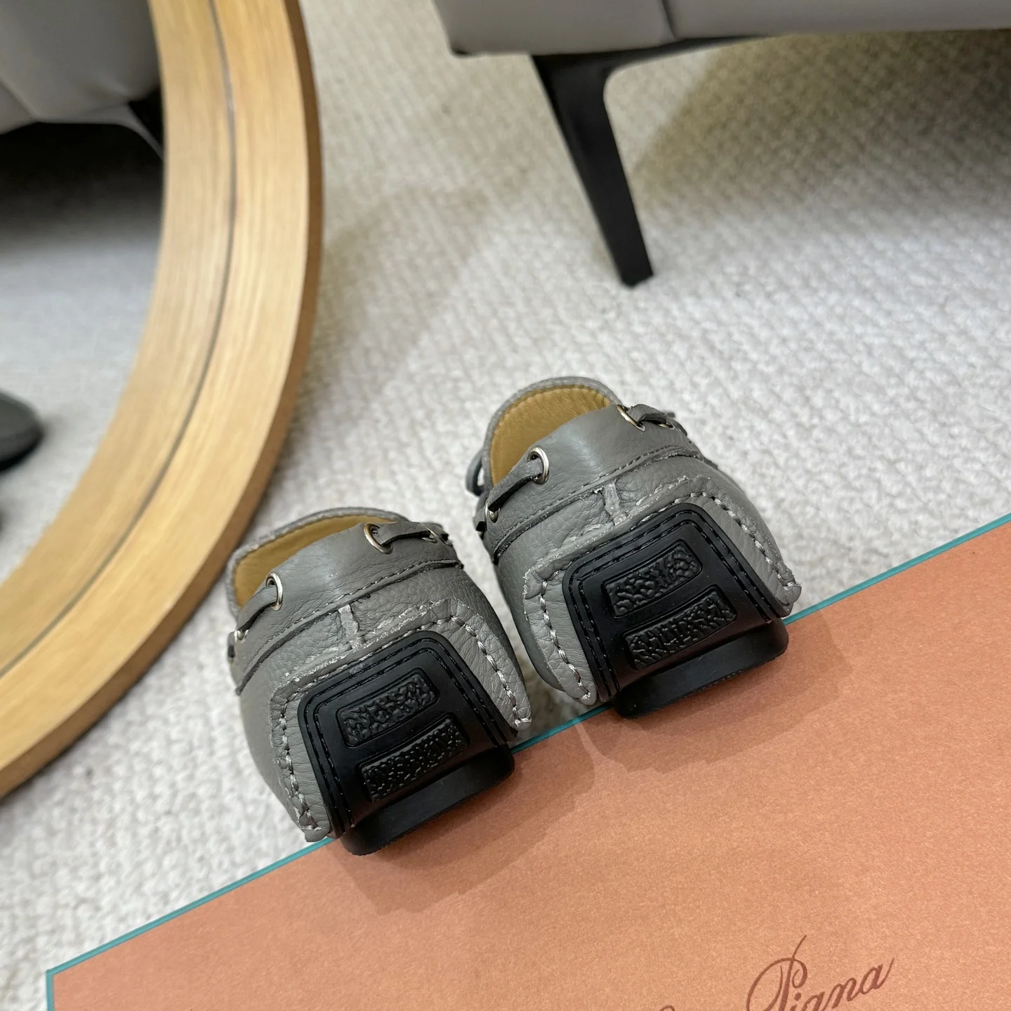 LORO PIANA Loafers Calfskin Leather Grey EU38-44 B00202609110149 - Image 9